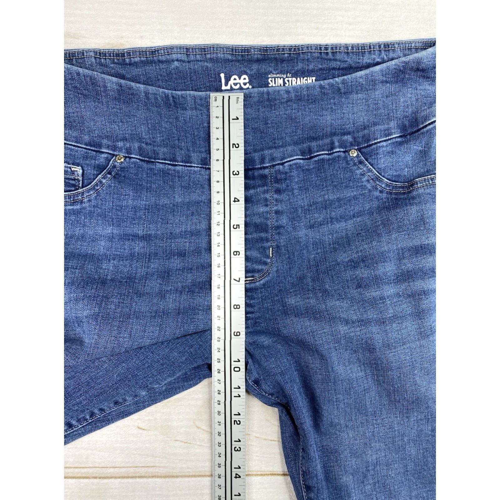 Lee Lee Jeans Womens Slim Straight Pull On Size 12 Blue Denim Stretch City Womens Size 34" / US 12 / IT 48 - 4 Thumbnail