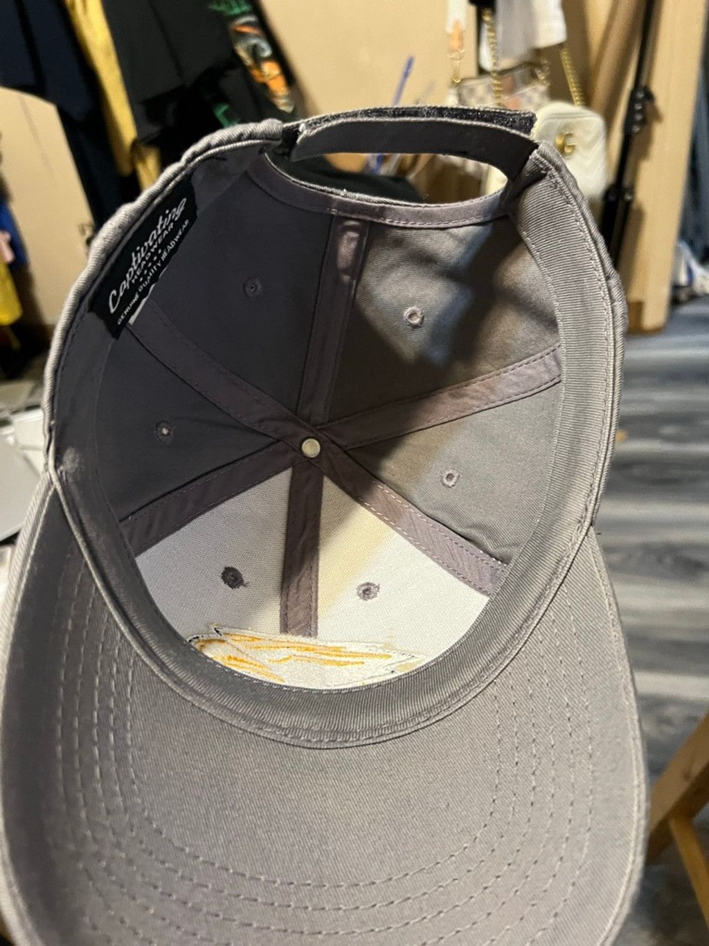 Other Men's Captivating HEADWEAR Gray & Yellow Eagle Logo Hat Size ONE SIZE - 5 Thumbnail