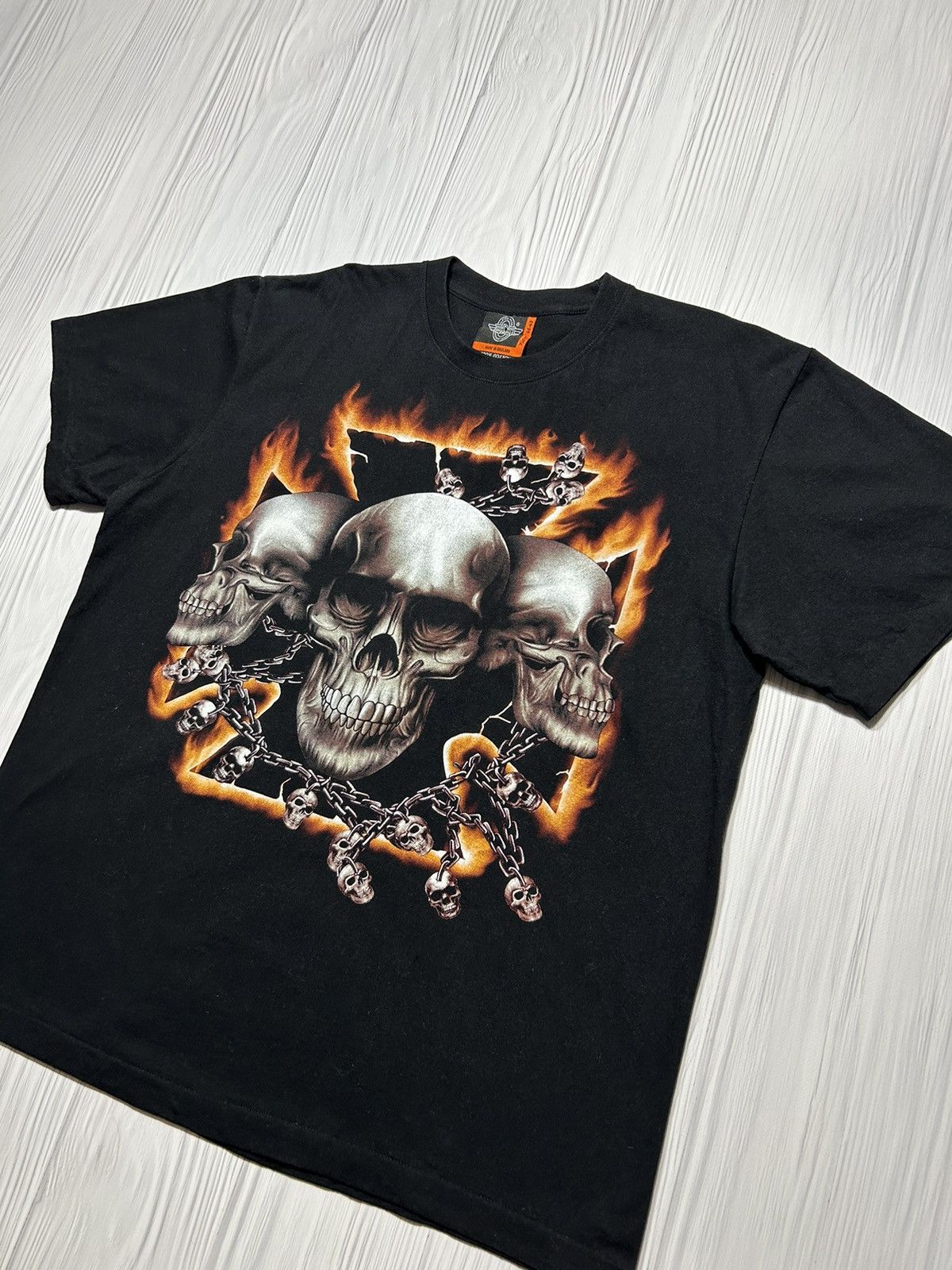 West Coast Choppers Vintage Skull like Choppers Fire Graphic T-Shirt Size US XL / EU 56 / 4 - 2 Thumbnail