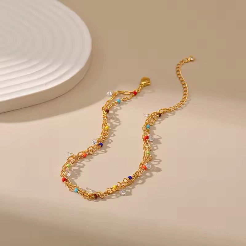 Jewelry × Vintage Rice Beads Multi Layer Chain Anklet Size ONE SIZE - 2 Thumbnail