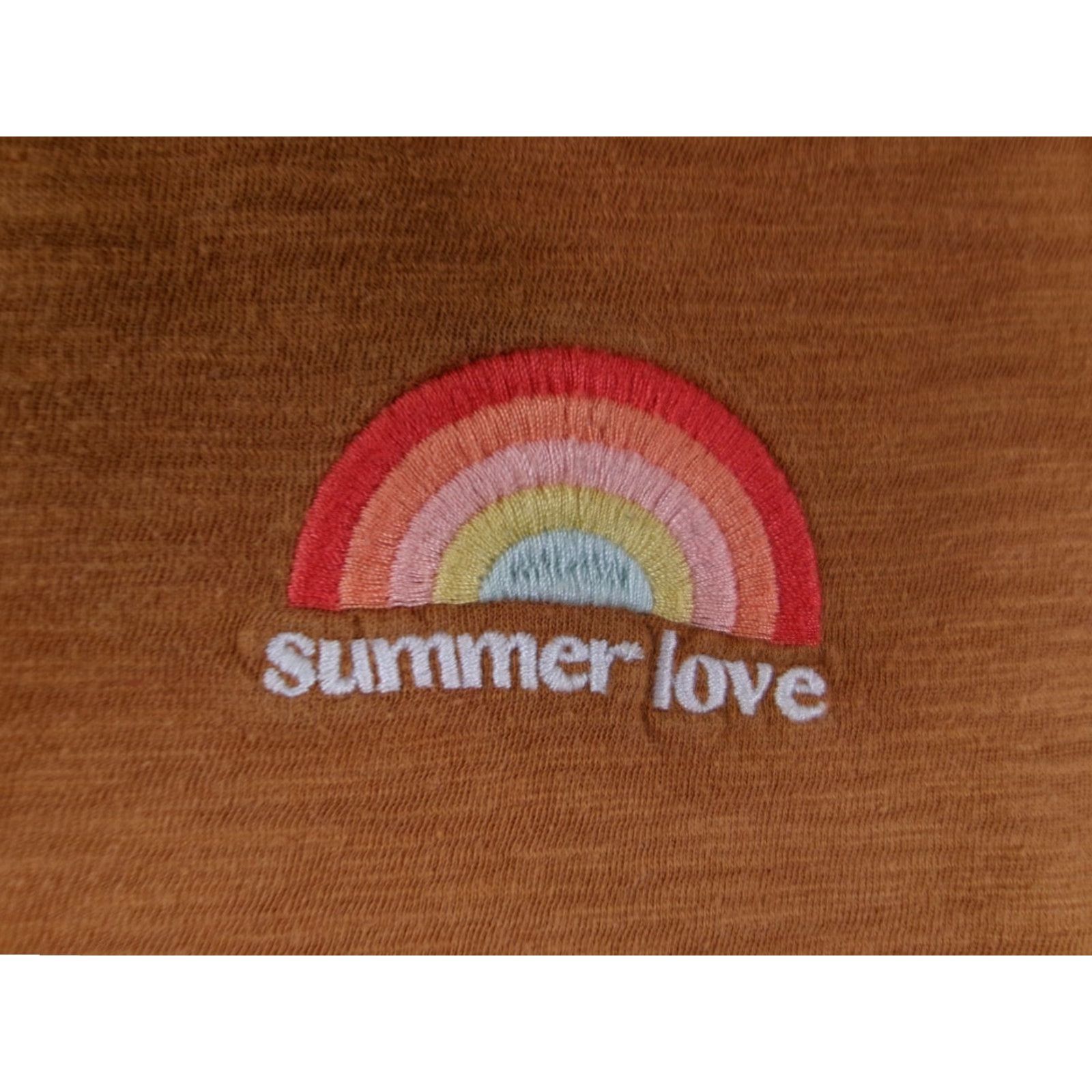 Old Navy OLD NAVY T-Shirt Women Large Brown Solid Casual Short Sleeve Beach Love Size L / US 10 / IT 46 - 3 Thumbnail