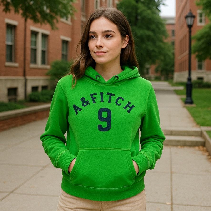 Abercrombie & Fitch Abercrombie & Fitch Green Logo Y2K Hoodie L Size L / US 10 / IT 46 - 1 Thumbnail