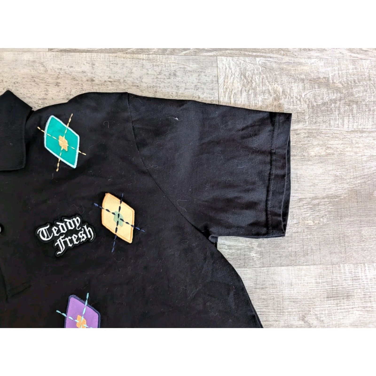 Teddy Fresh Teddy Fresh Polo Shirt Mens S Black Argyle Embroidered Applique Short Sleeve Adult Small Black 100% Cotton Modern Preppy Logo Lightweight Size US S / EU 44-46 / 1 - 3 Thumbnail