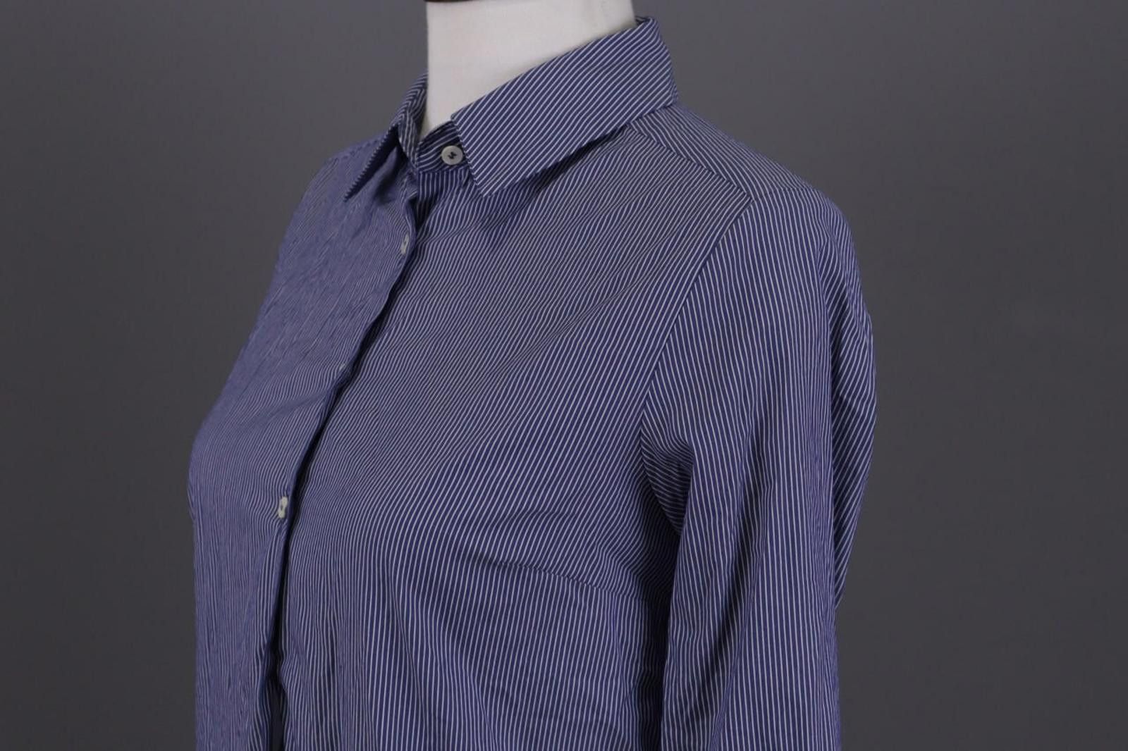 Designer Rosso 35 Genova Blue Pinstripe Henley Shirt Dress Size 42 Size M / US 6-8 / IT 42-44 - 10 Thumbnail