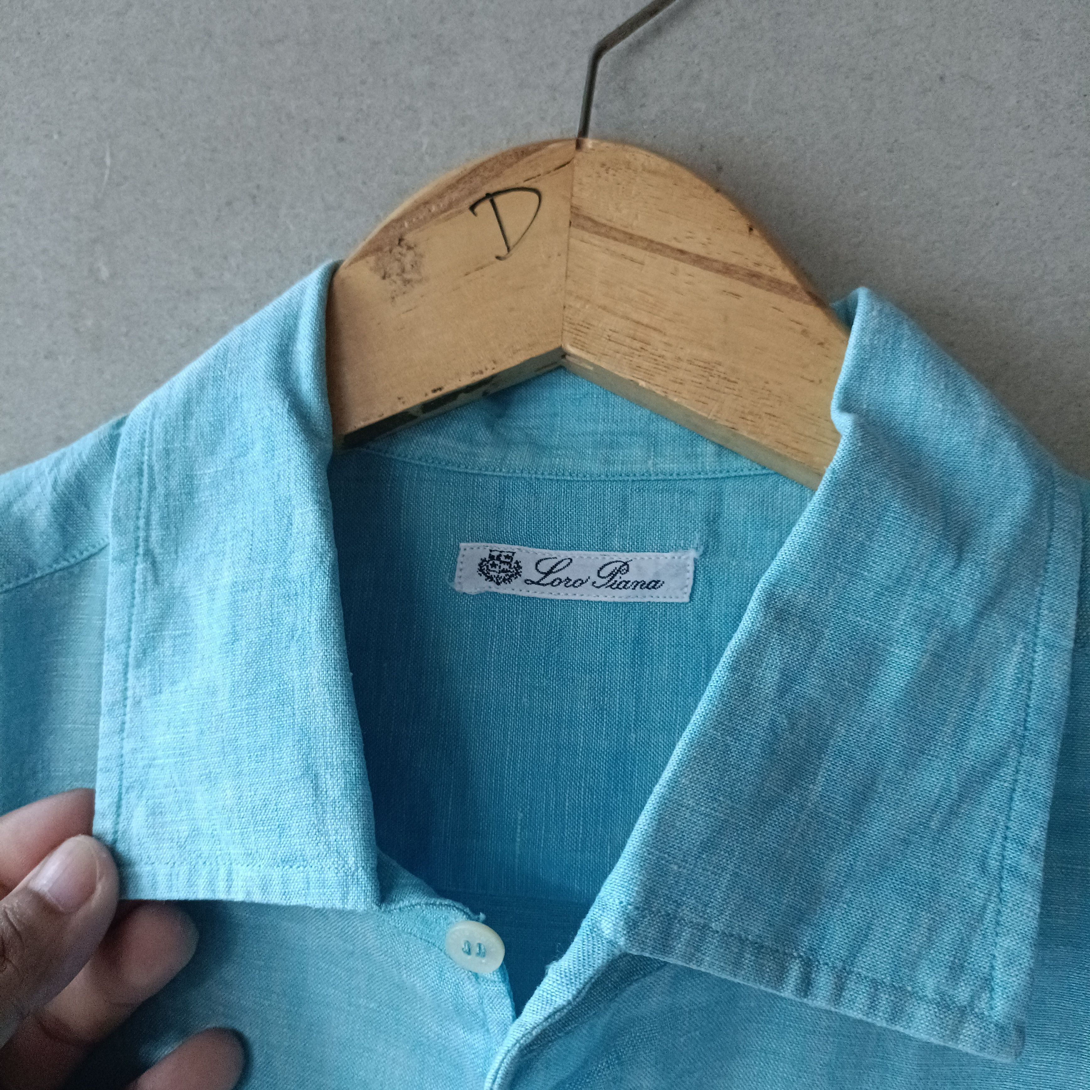 Loro Piana Loro Piana Lino Flax Ocean Blue Shirt Size US L / EU 52-54 / 3 - 5 Thumbnail