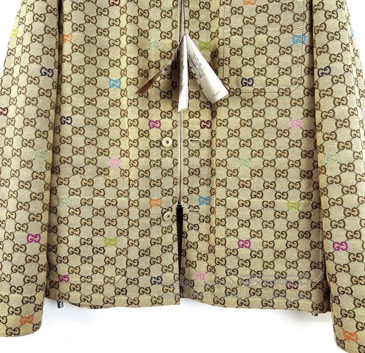 Gucci Beige Patterned Zip-Front Jacket - Size S. Size US S / EU 44-46 / 1 - 7 Thumbnail