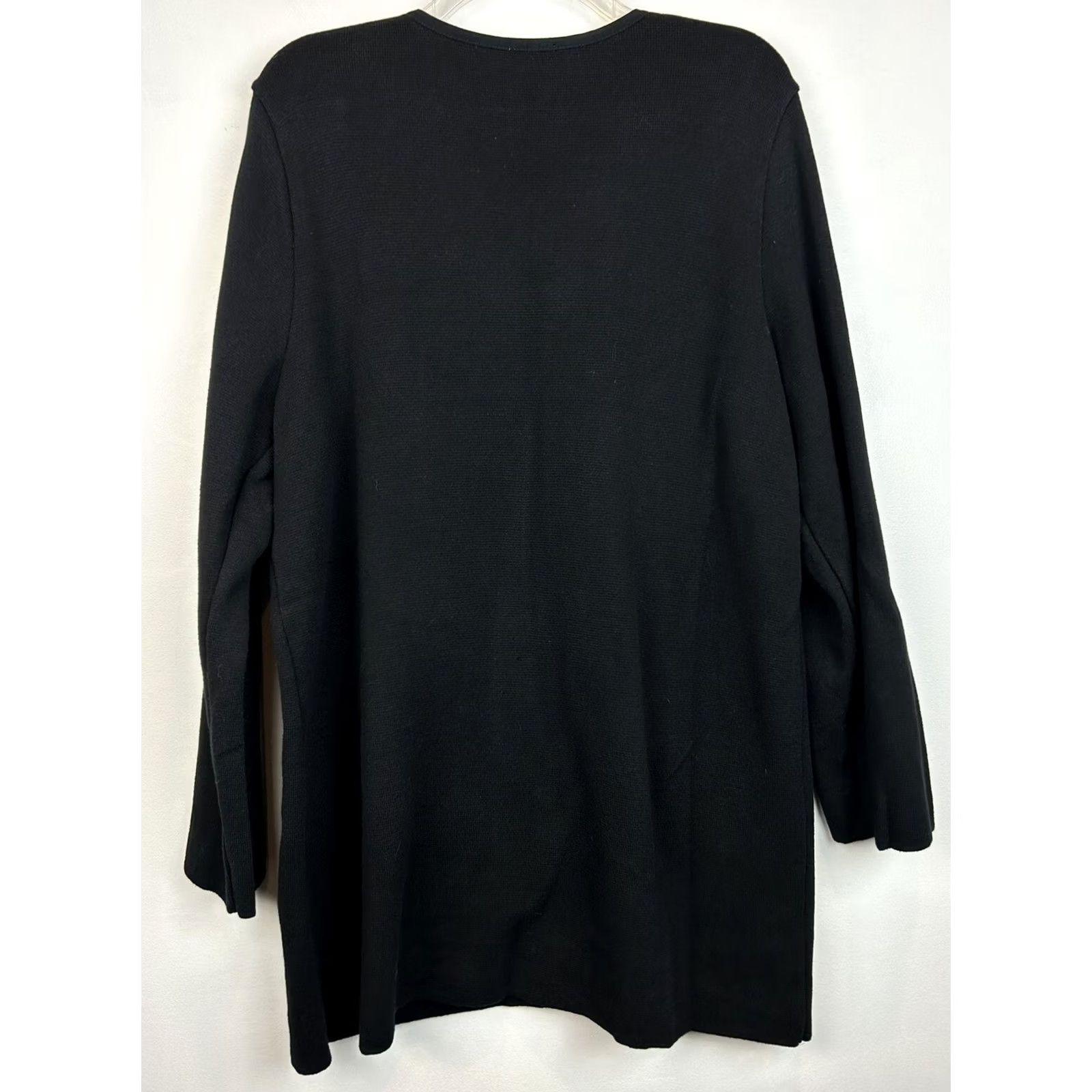 Vintage Chicos Womans Sweater Cardigan Knit L 3 Black Open Front One Hook Pocket Capsule Size L / US 10 / IT 46 - 2 Thumbnail