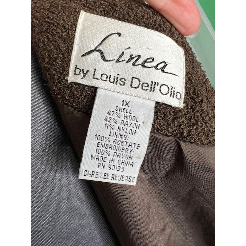 Vintage sweater coat embroidered Linea Louis Dellolio brown purple Size US XL / EU 56 / 4 - 10 Thumbnail