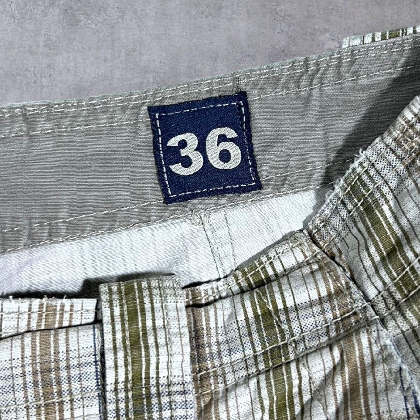 Vintage RedHead Redhead Beige Brown Navy Blue Check Cotton Cargo Shorts 36 Mens Belt Zip Fly Casual Cargo Pocket Multicoloured 90s? Size US 36 / EU 52 - 5 Thumbnail