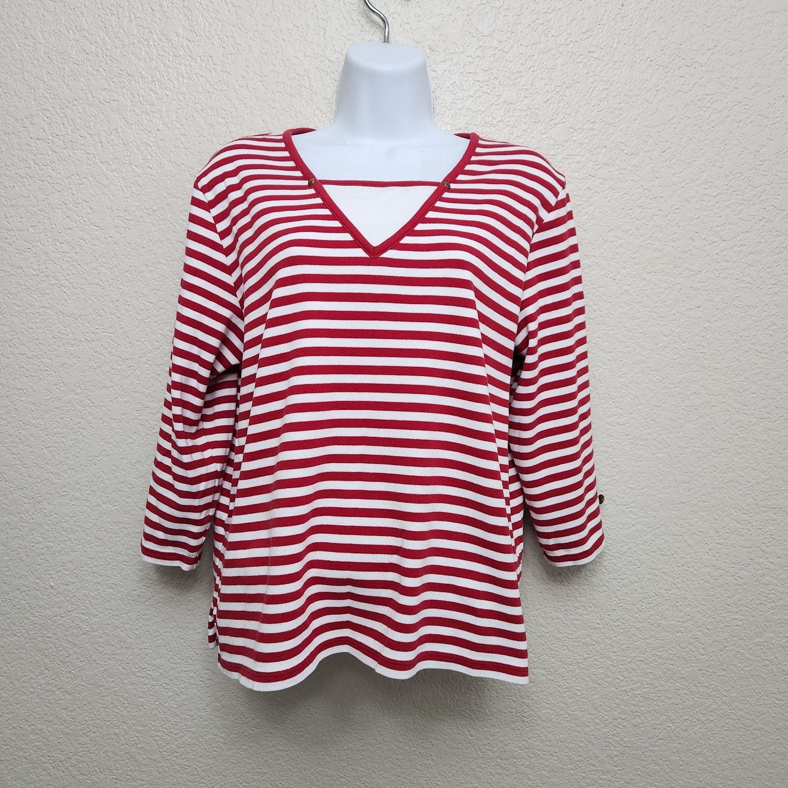 Other Draper's & Damon's Red White Striped Top Large Lightweight Size L / US 10 / IT 46 - 1 Thumbnail