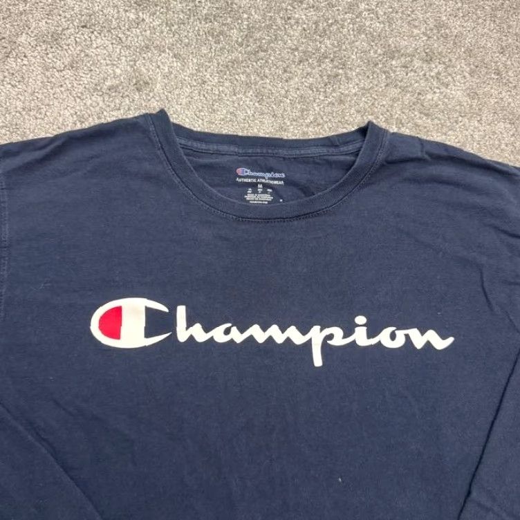 Champion Champion Men's Long Sleeve T-Shirt Navy Blue Crew Neck Casual Activewear Medium Size US M / EU 48-50 / 2 - 3 Thumbnail
