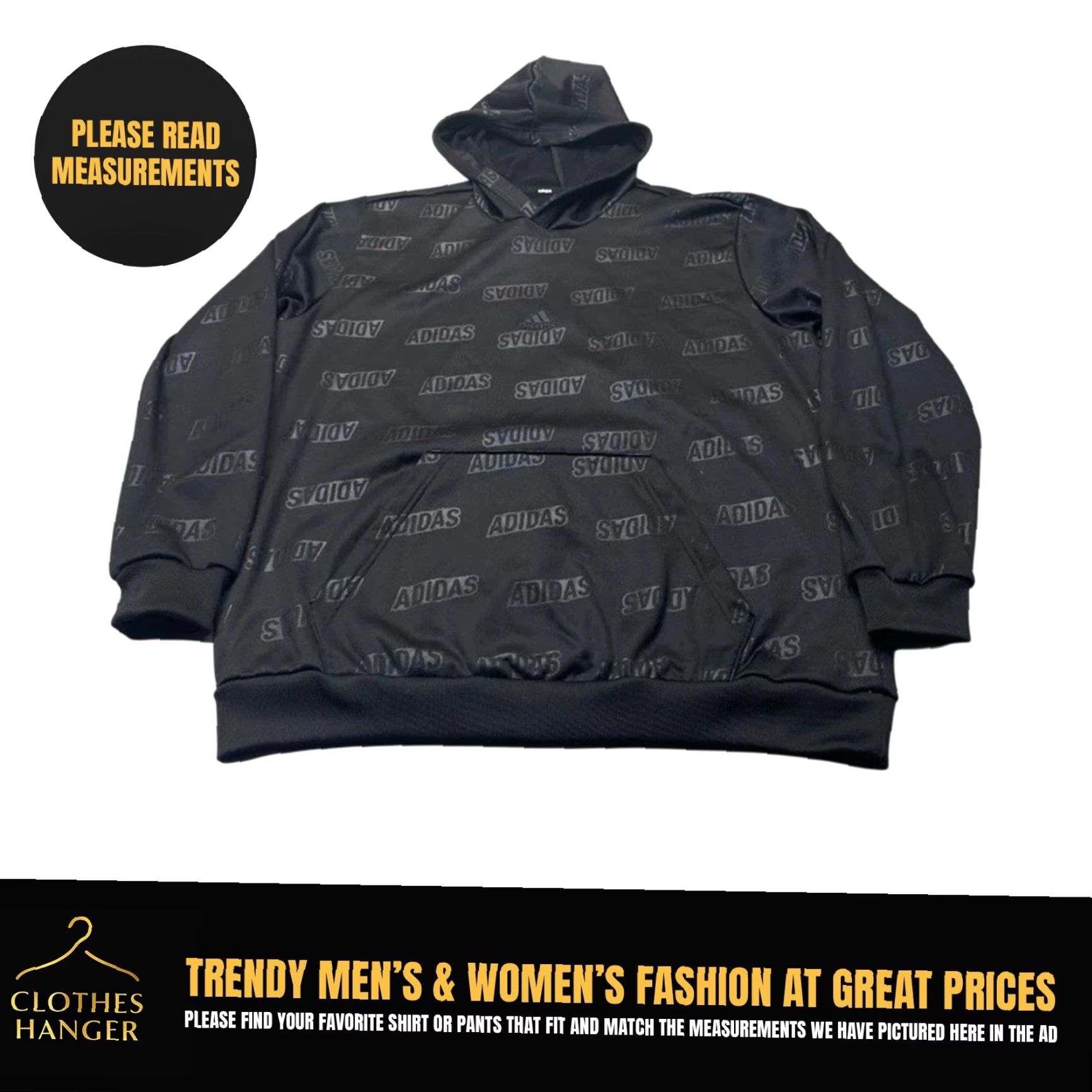 Adidas VINTAGE Adidas Hoodie Pullover All Over Print Men’s XL Adidas Logo Black 8259 Size US XL / EU 56 / 4 - 2 Thumbnail
