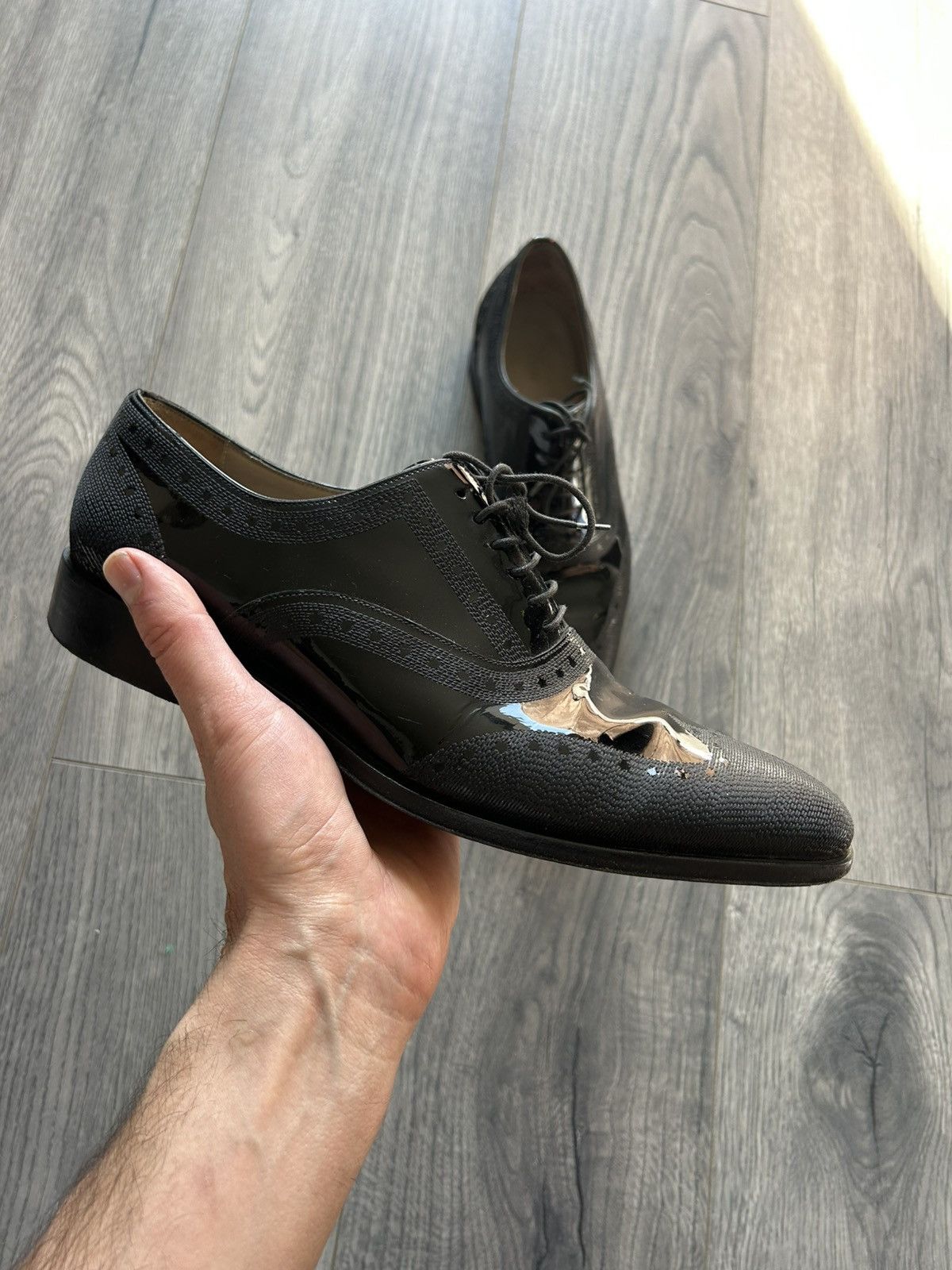 Dior Dior Homme Patent & Textured Leather Oxford Shoes Size US 8 / EU 41 - 8 Thumbnail