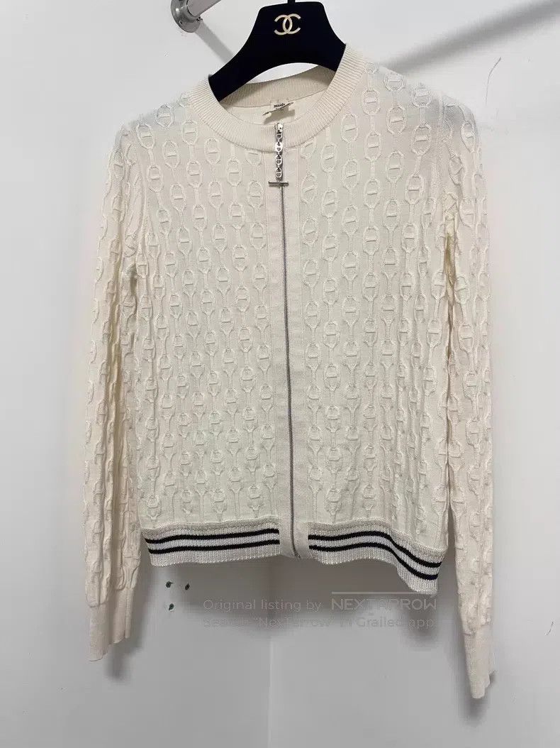 Hermes Hermes Pig nose printed zipper cardigan, silk and cashmere Size XS / US 0-2 / IT 36-38 - 1 Thumbnail