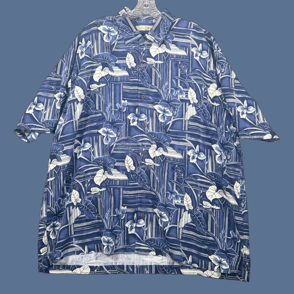 Tommy Bahama Tommy Bahama Shirt Mens 2XL Button-Up Short Sleeve Silk Floral Hawaiian Blue Size US XXL / EU 58 / 5 - 1 Thumbnail