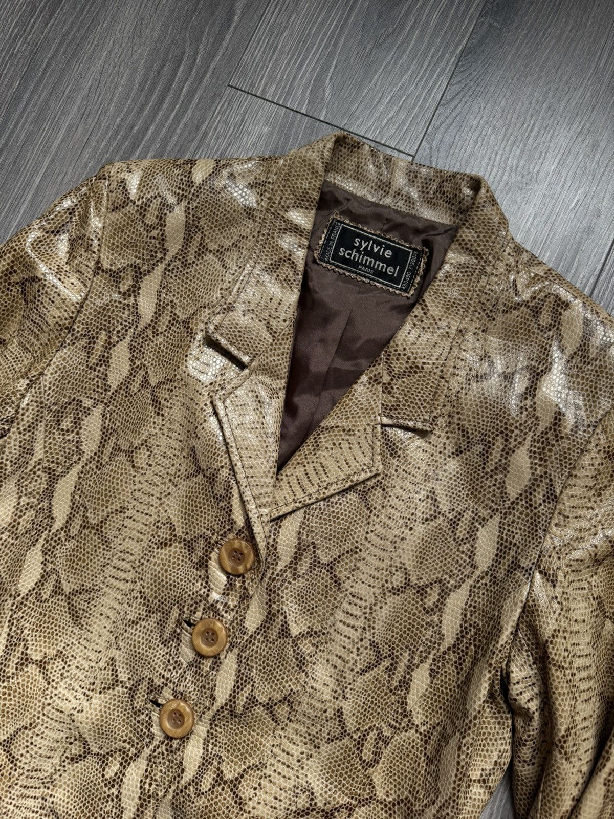 Vintage Sylvie Schimmel Paris Leather Python-print Jacket 42 Size M / US 6-8 / IT 42-44 - 5 Thumbnail