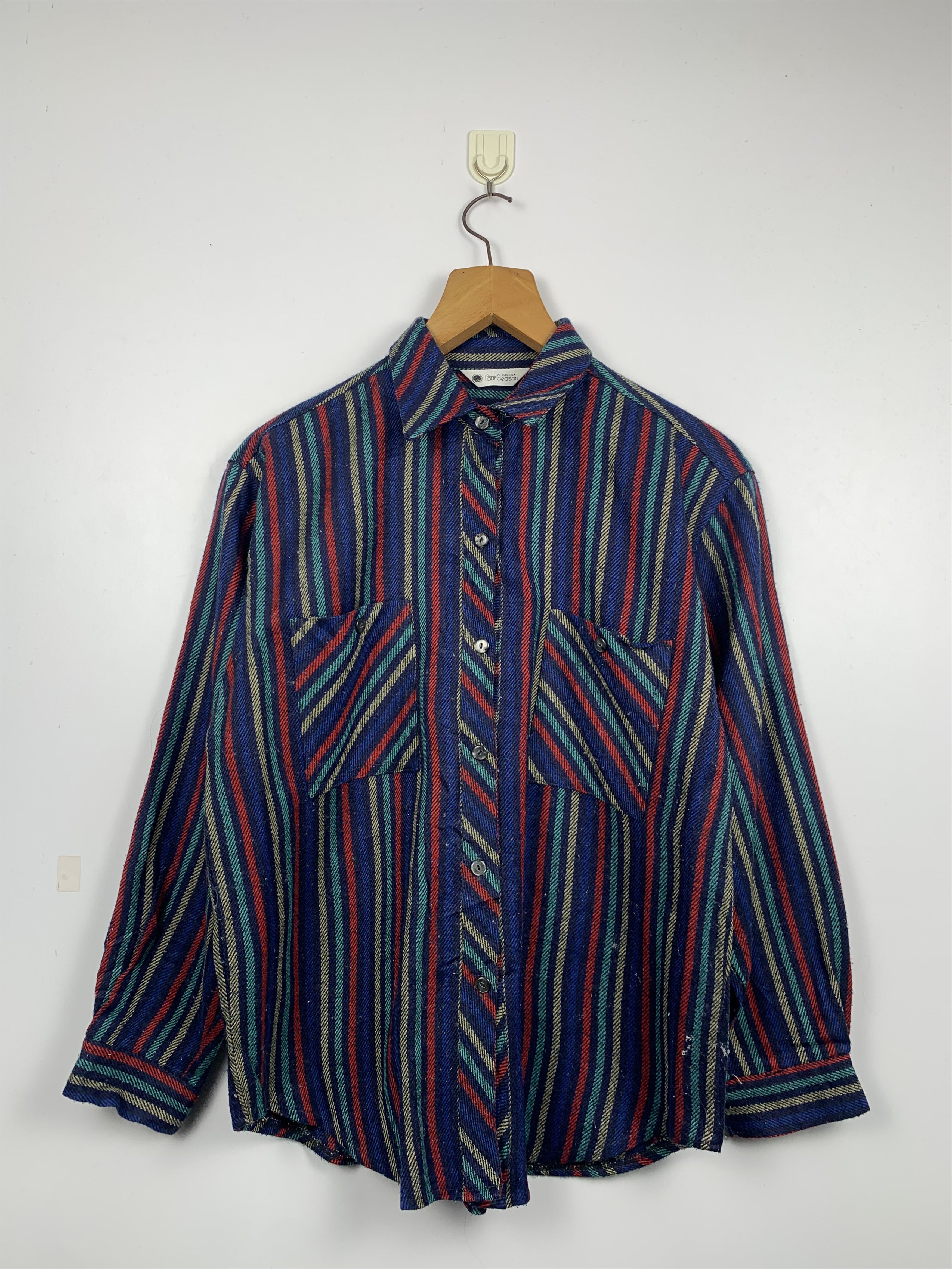 Vintage Vintage Multicolour Striped Double Pocket Shirt J1177 Size US L / EU 52-54 / 3 - 1 Thumbnail