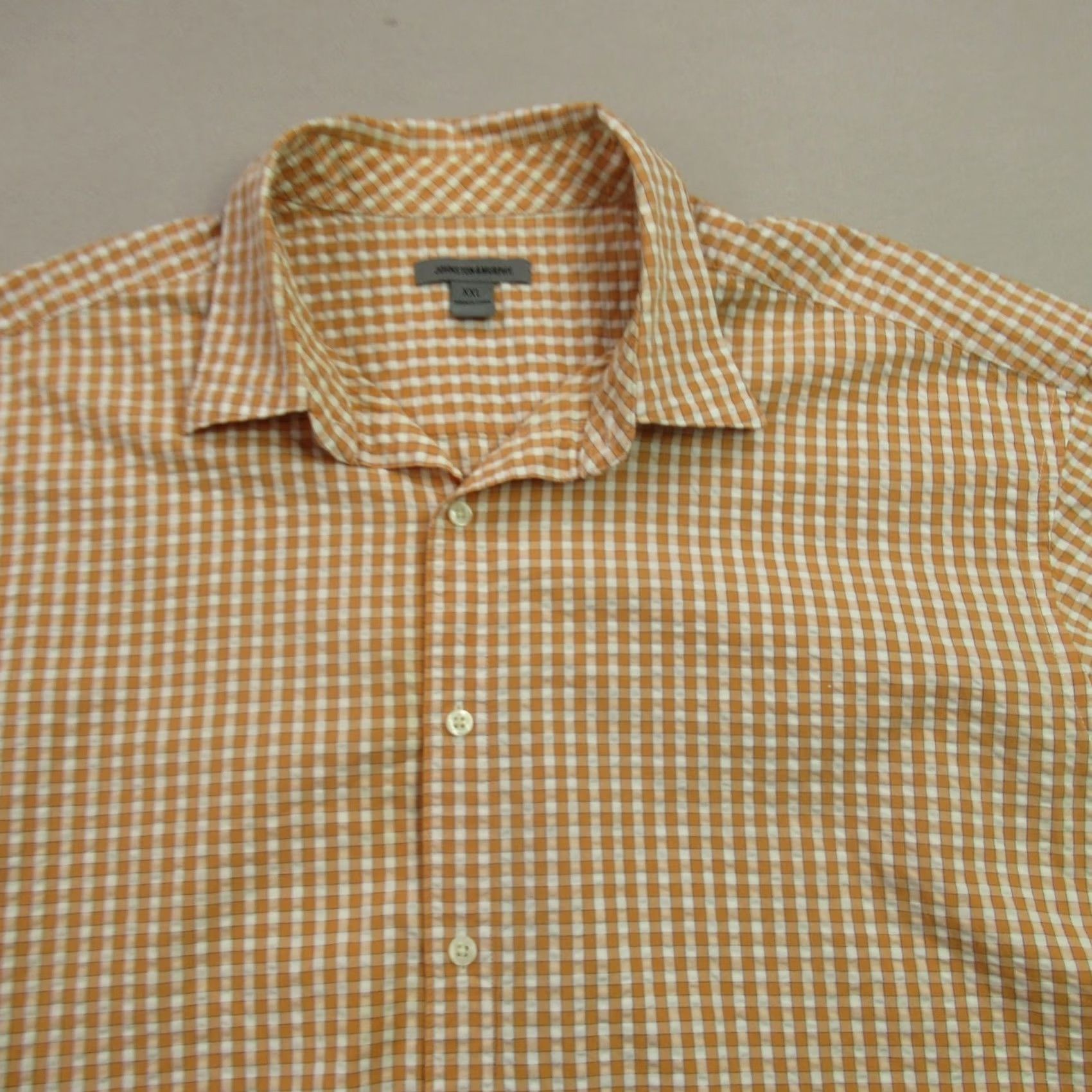 Johnston & Murphy Johnston & Murphy Men's Button-Up Shirt Short Sleeve Yellow Check 2XL Regular Collar Cutaway Size US XXL / EU 58 / 5 - 2 Thumbnail