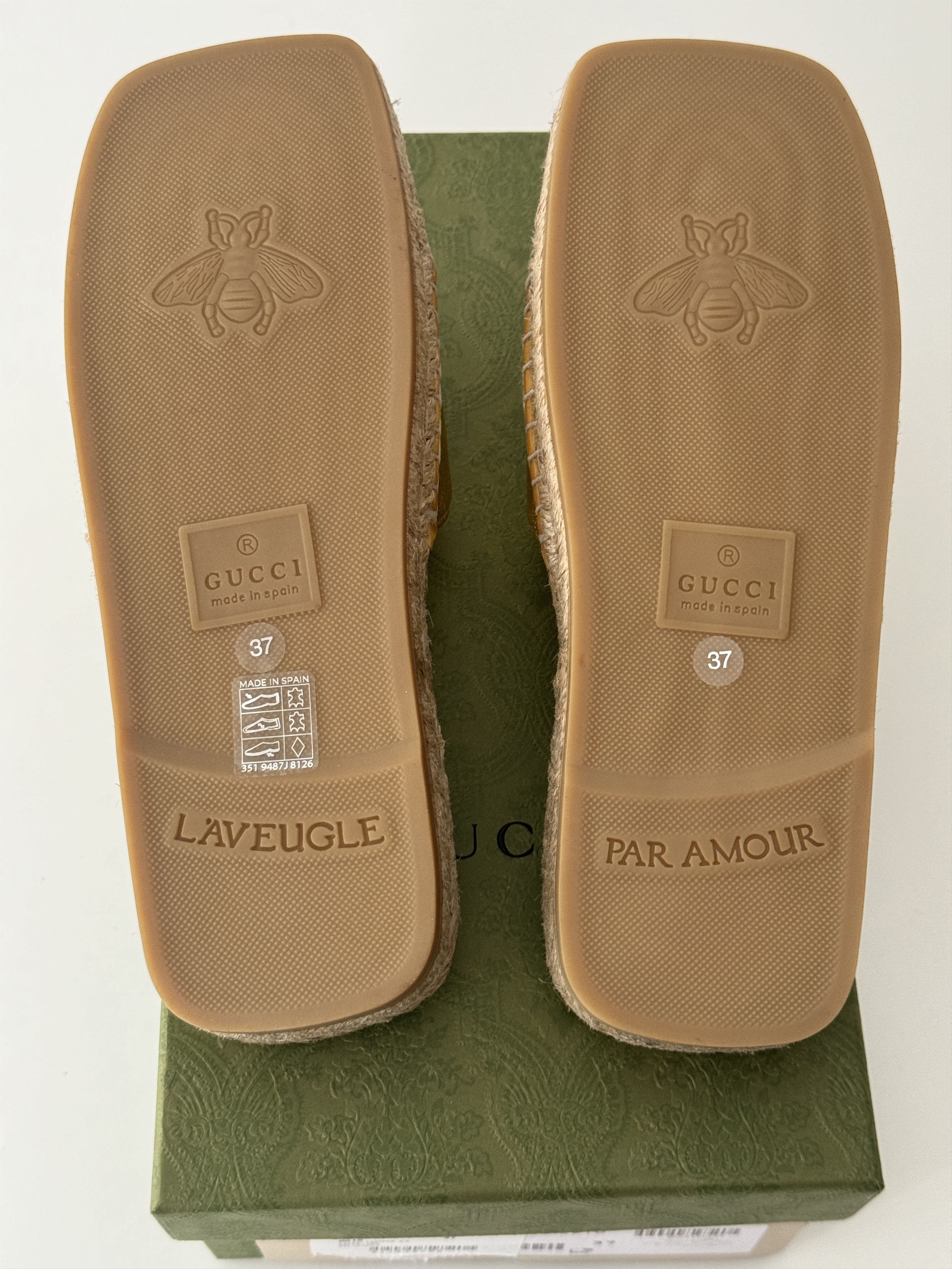 Gucci size 37G - Gucci Espadrille Gold GG cutout slide sandal Size US 7 / IT 37 - 4 Thumbnail