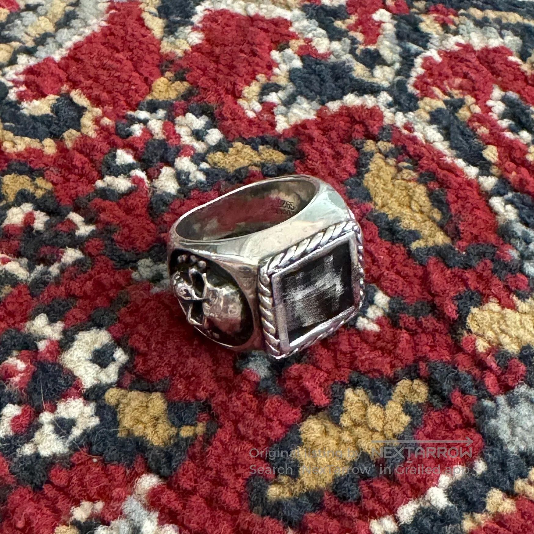 Vintage Enamel Skull Lightning Ring. Size ONE SIZE - 2 Thumbnail