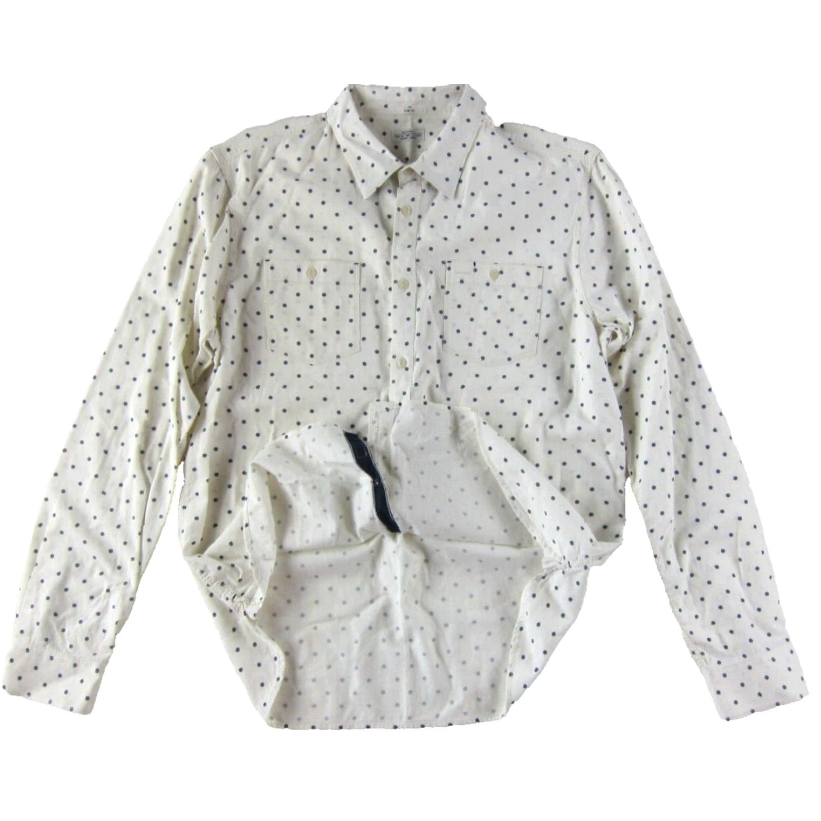 Allsaints VINTAGE AllSaints Ivory Blue Polka Dot Collar Button-Down Long Sleeve Slim Fit Shirt XL Size US XL / EU 56 / 4 - 5 Thumbnail