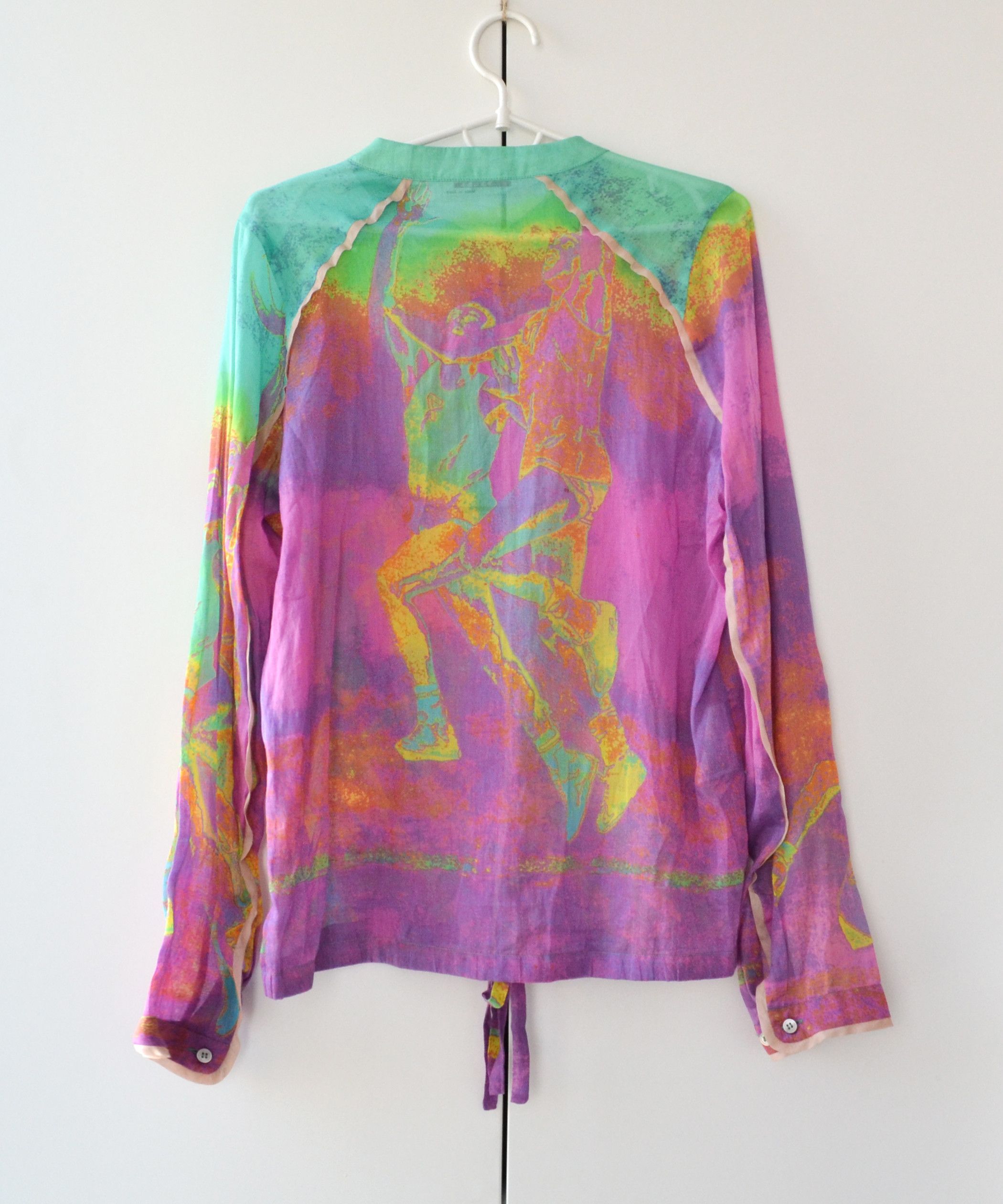 Prada 🔴 PRADA Shirt Long Sleeve Print Multicolor Acid Blouses Size S / US 4 / IT 40 - 5 Thumbnail