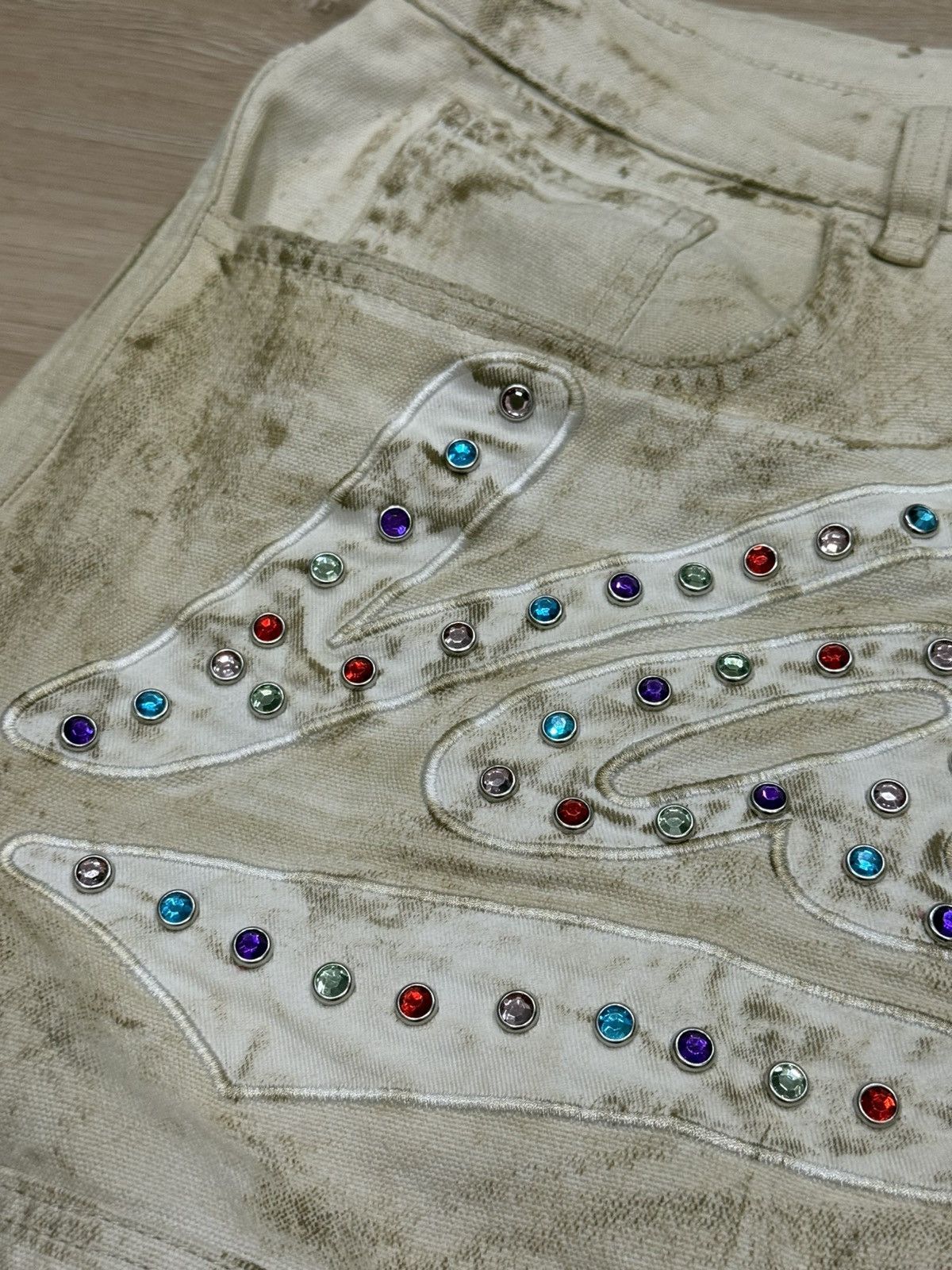 Vale Vale Reeses Rhinestone Denim Jean Shorts Size US 36 / EU 52 - 5 Thumbnail