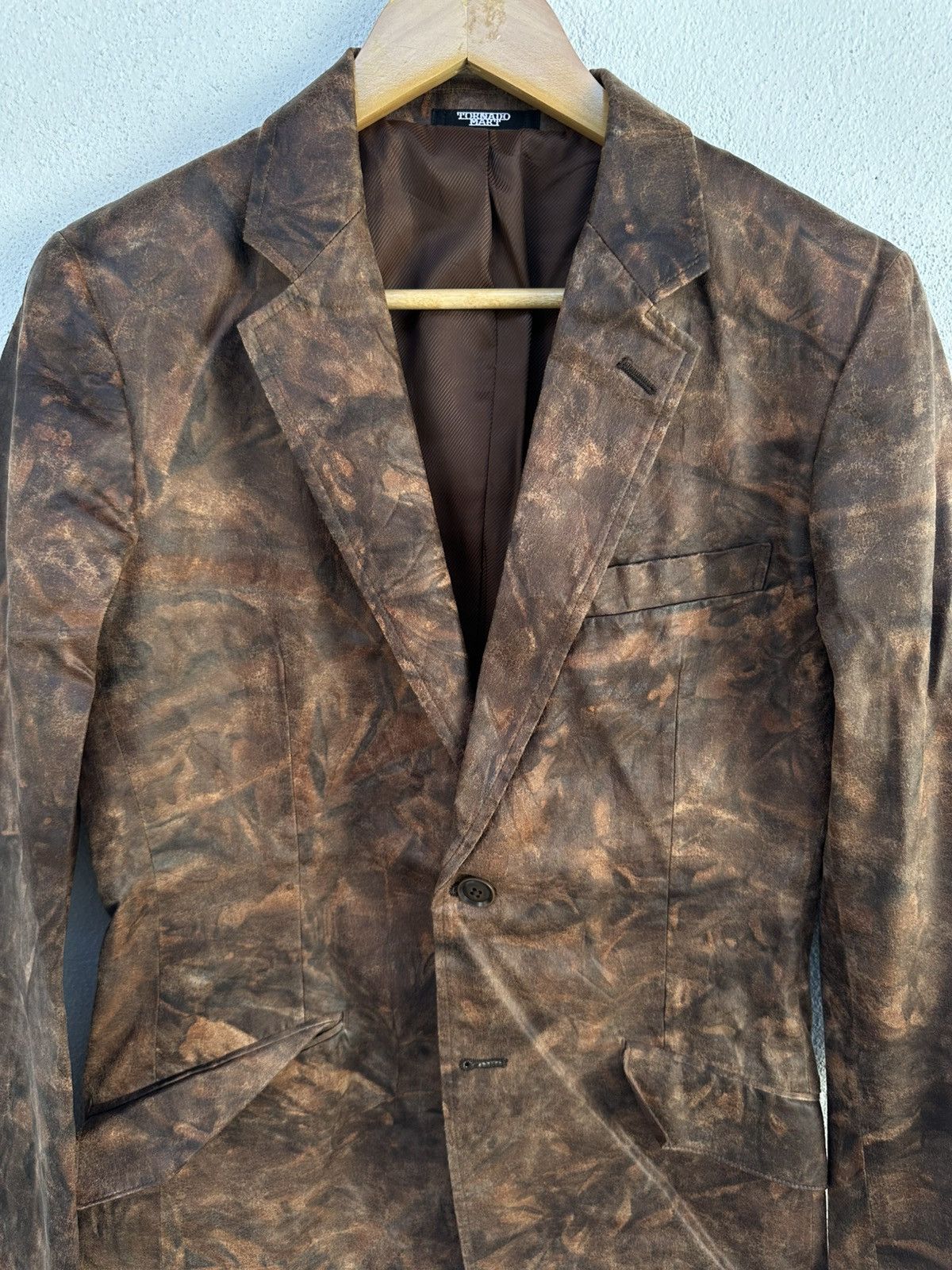Japanese Brand × Tornado Mart Tornado Mart Brown Leather Grain Printed Blazer Size US M / EU 48-50 / 2 - 4 Thumbnail