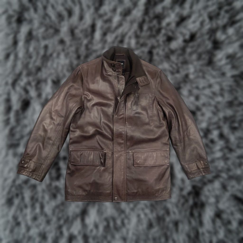 Hugo Boss HUGO BOSS Italian lamb nappa Leather Dark Brown Classic Pocket Jacket Mens Jacket Brown Leather Pocket Jacket Size US M / EU 48-50 / 2 - 1 Thumbnail