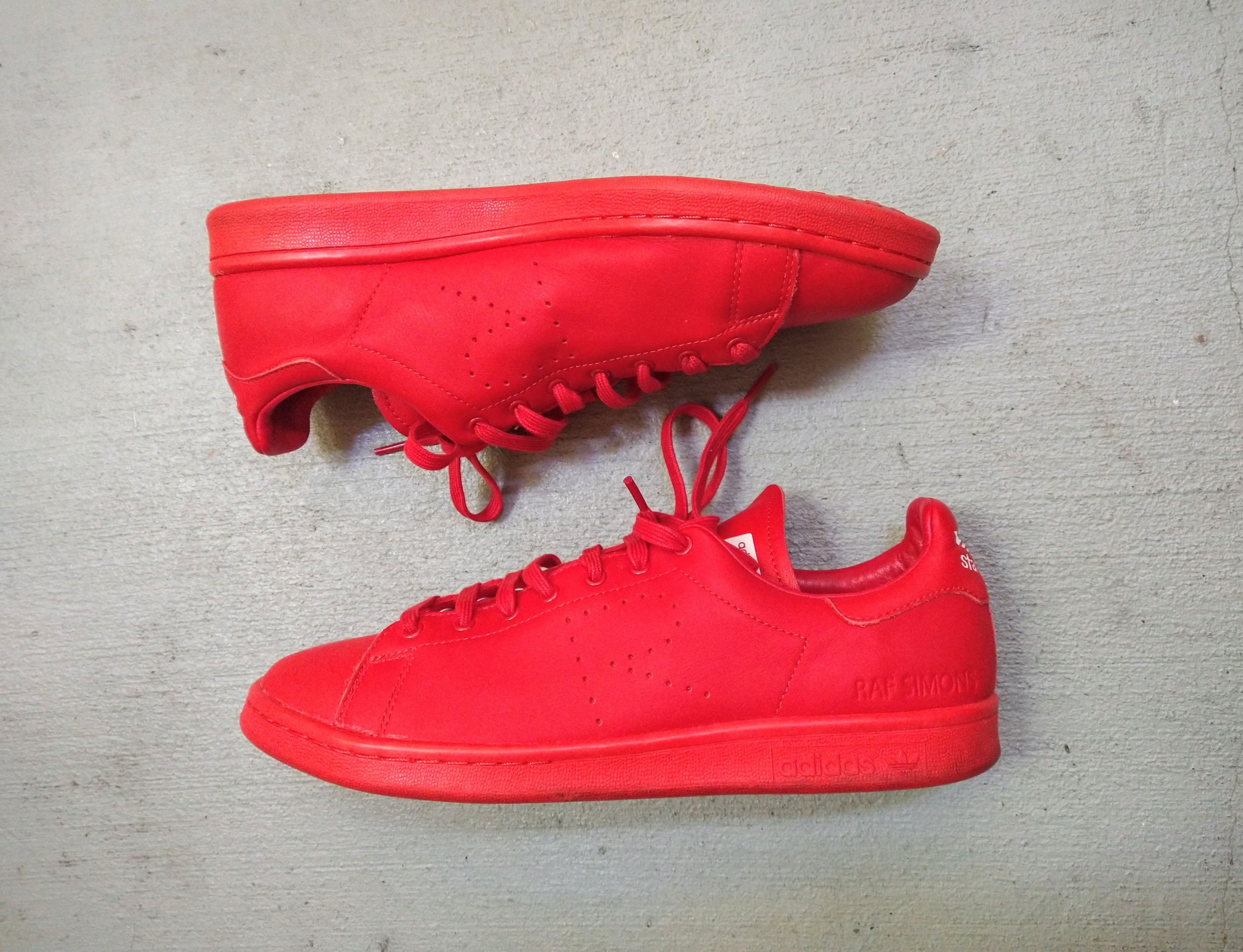 image of Adidas Raf Simons Stans Smith Red Size 9 42 Leather Low Tops Shoes, Men's