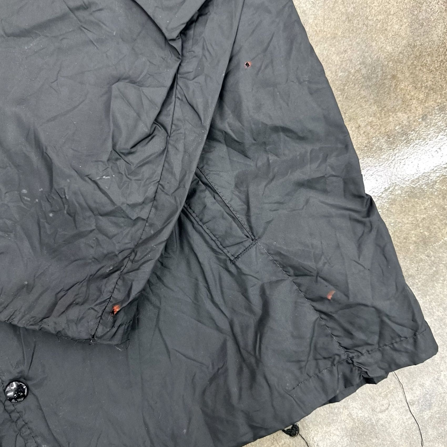 Vintage VINTAGE American Living Nylon Distressed Jacket Baseball L Black 70s Chain Stitched John Middle River Casual Mens Woman? Size US L / EU 52-54 / 3 - 5 Thumbnail