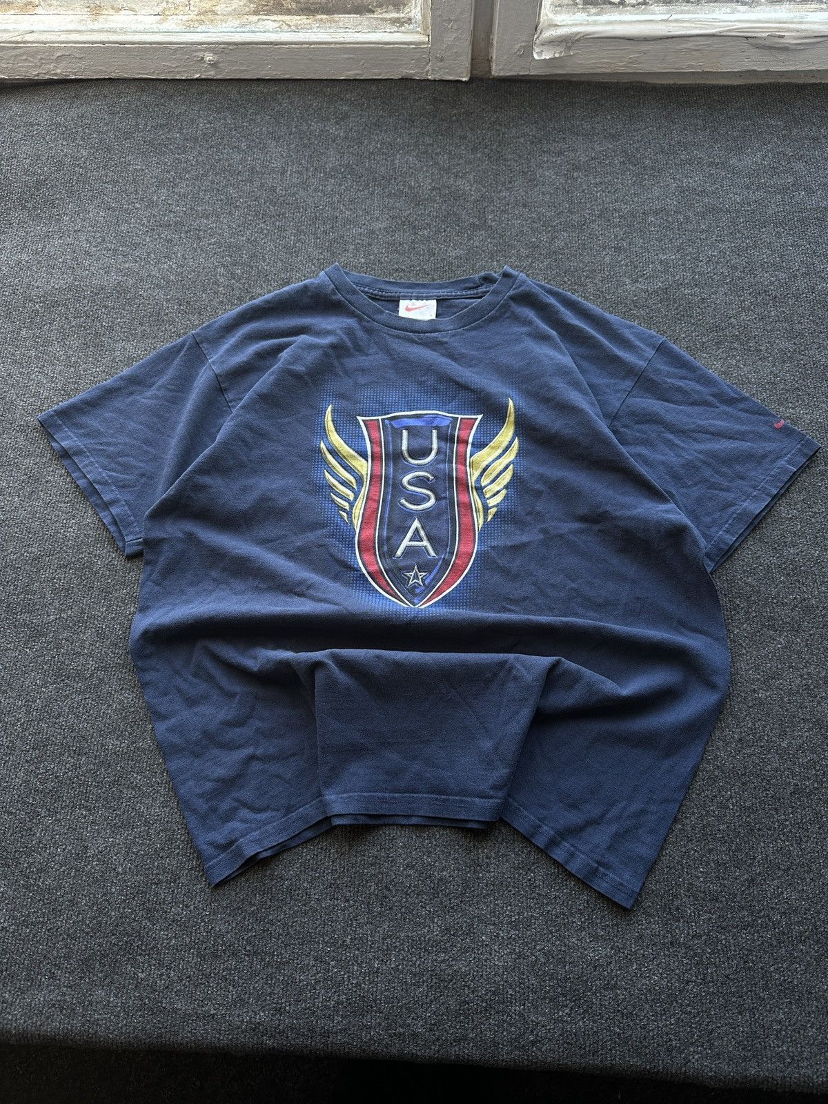 Nike NIKE 🚨 USA BIG LOGO BLUE BOXY TEE Y2K SHORT SLEEVE Size US L / EU 52-54 / 3 - 1 Thumbnail