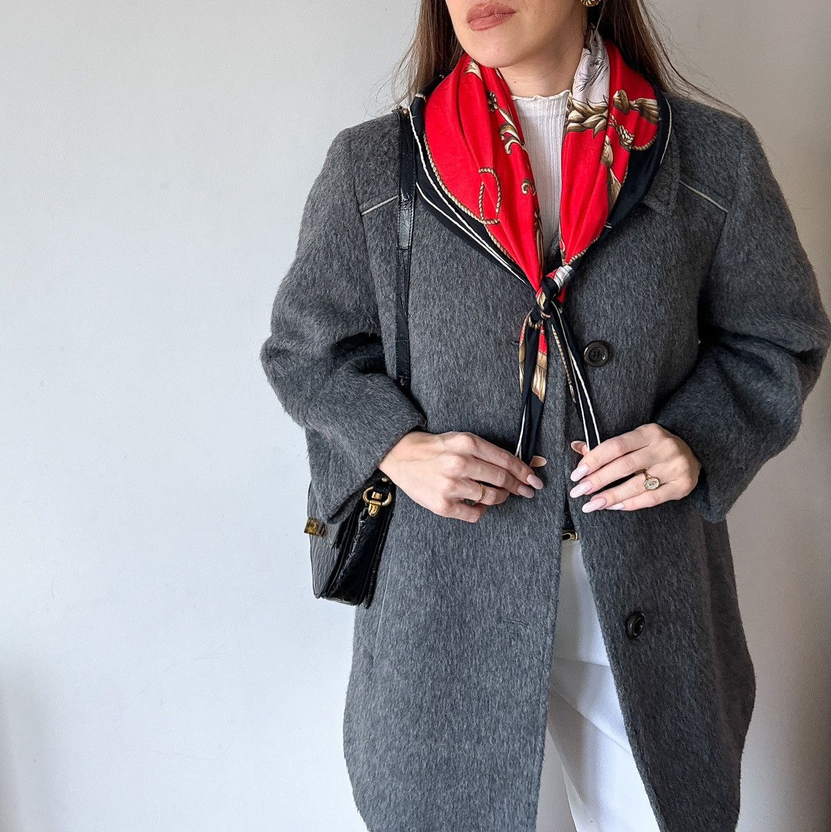 Vintage Weinberg Paris fuzzy grey midi wool coat France Size S / US 4 / IT 40 - 8 Thumbnail