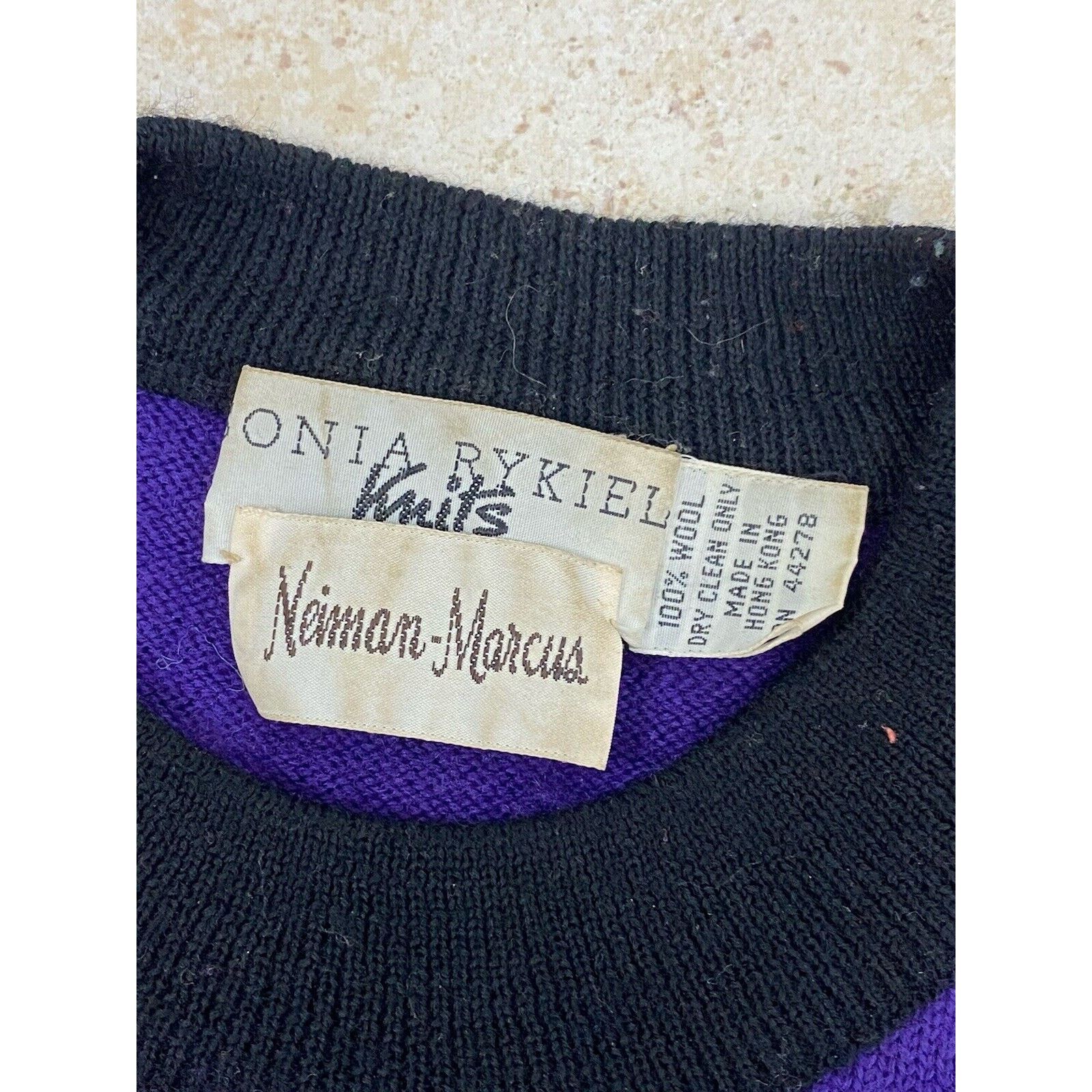 Sonia Rykiel VTG Sonia Rykiel Purple Black Bow Wool Long Sleeve Sweater Size S / US 4 / IT 40 - 8 Thumbnail