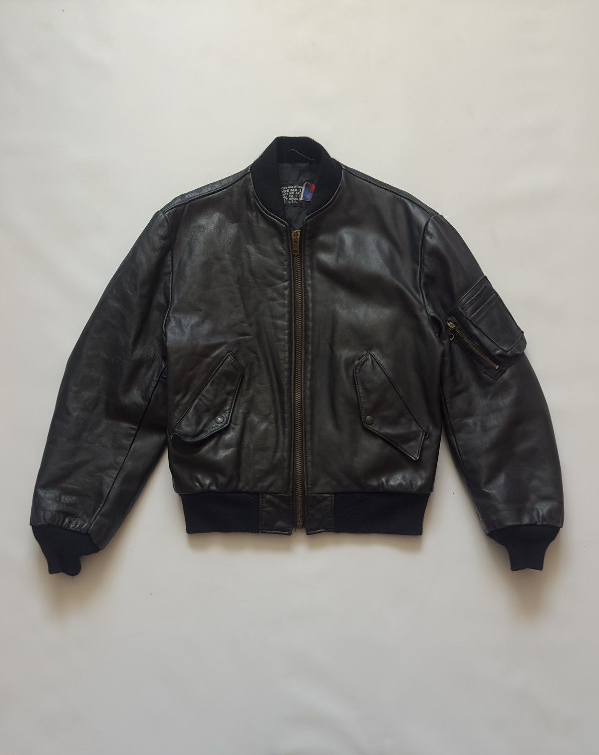 Schott VTG Schott MA-1 1949 Dark Leather Bomber Jacket USA Men Size US L / EU 52-54 / 3 - 1 Thumbnail