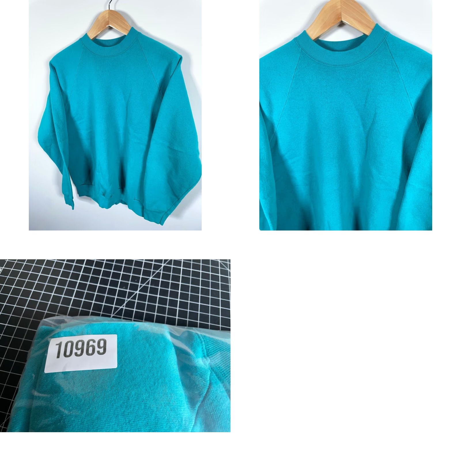 Vintage VINTAGE 90s Sweatshirt Mens Large Teal Crewneck Raglan Sleeves Solid Cotton Blend Lightweight Pullover Shirts Mens Size US L / EU 52-54 / 3 - 8 Thumbnail