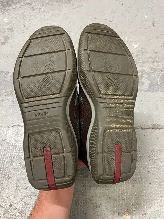 Prada 2000s Prada America’s Cups Brown Leather Hybrid Mid Sneakers Size US 9 / IT 39 - 6 Thumbnail