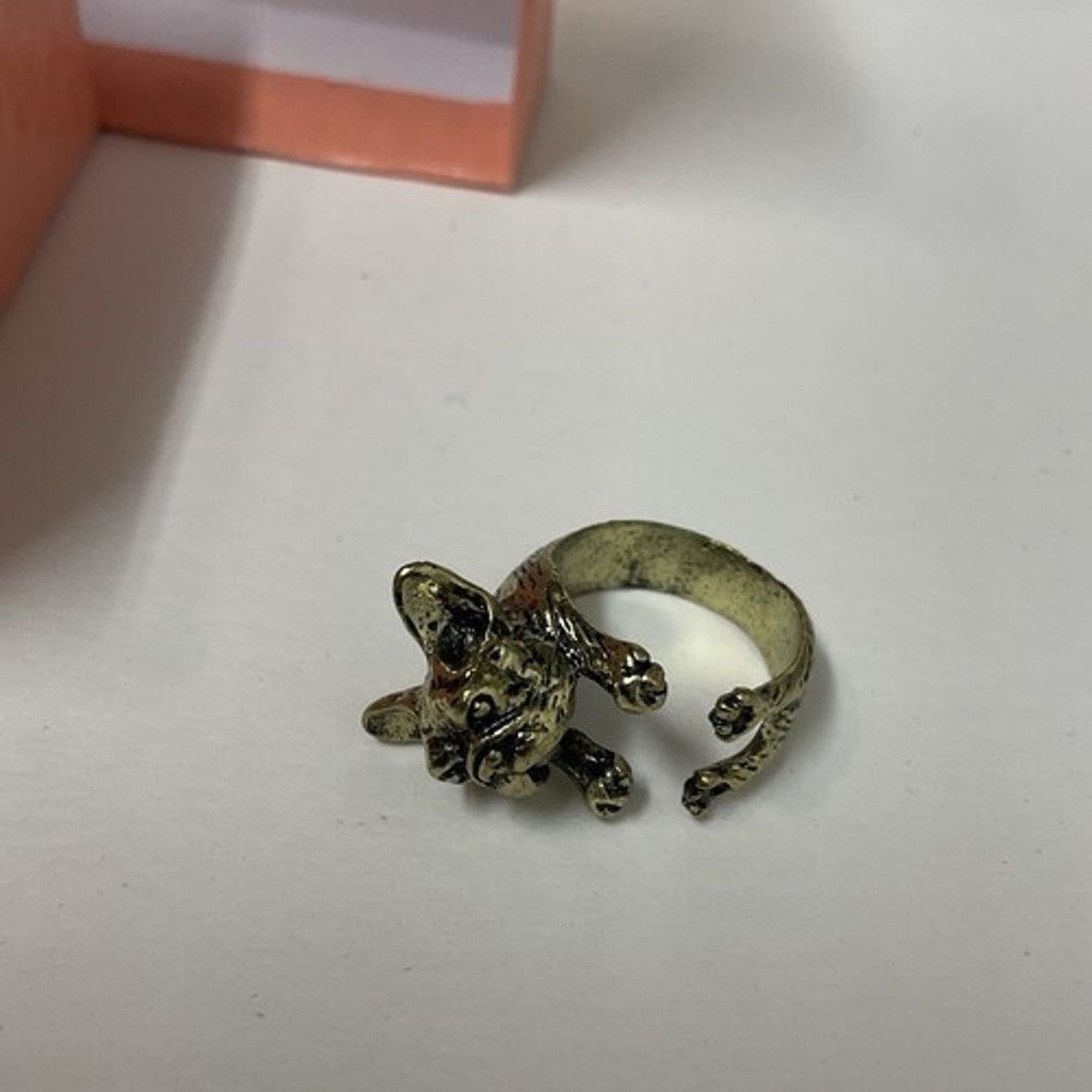 The Unbranded Brand NWT Adjustable Wrap French Bulldog Ring Pet Jewelry Size ONE SIZE - 7 Thumbnail