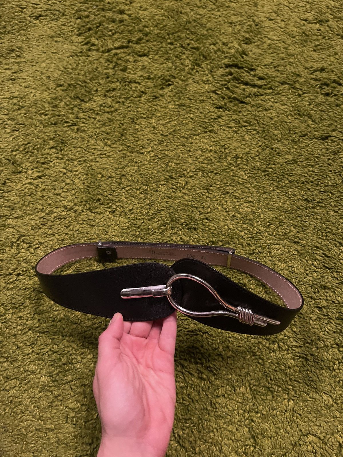 Designer × Genuine Leather Avant garde gothic noose buckle real leather waist belt Size ONE SIZE - 1 Thumbnail