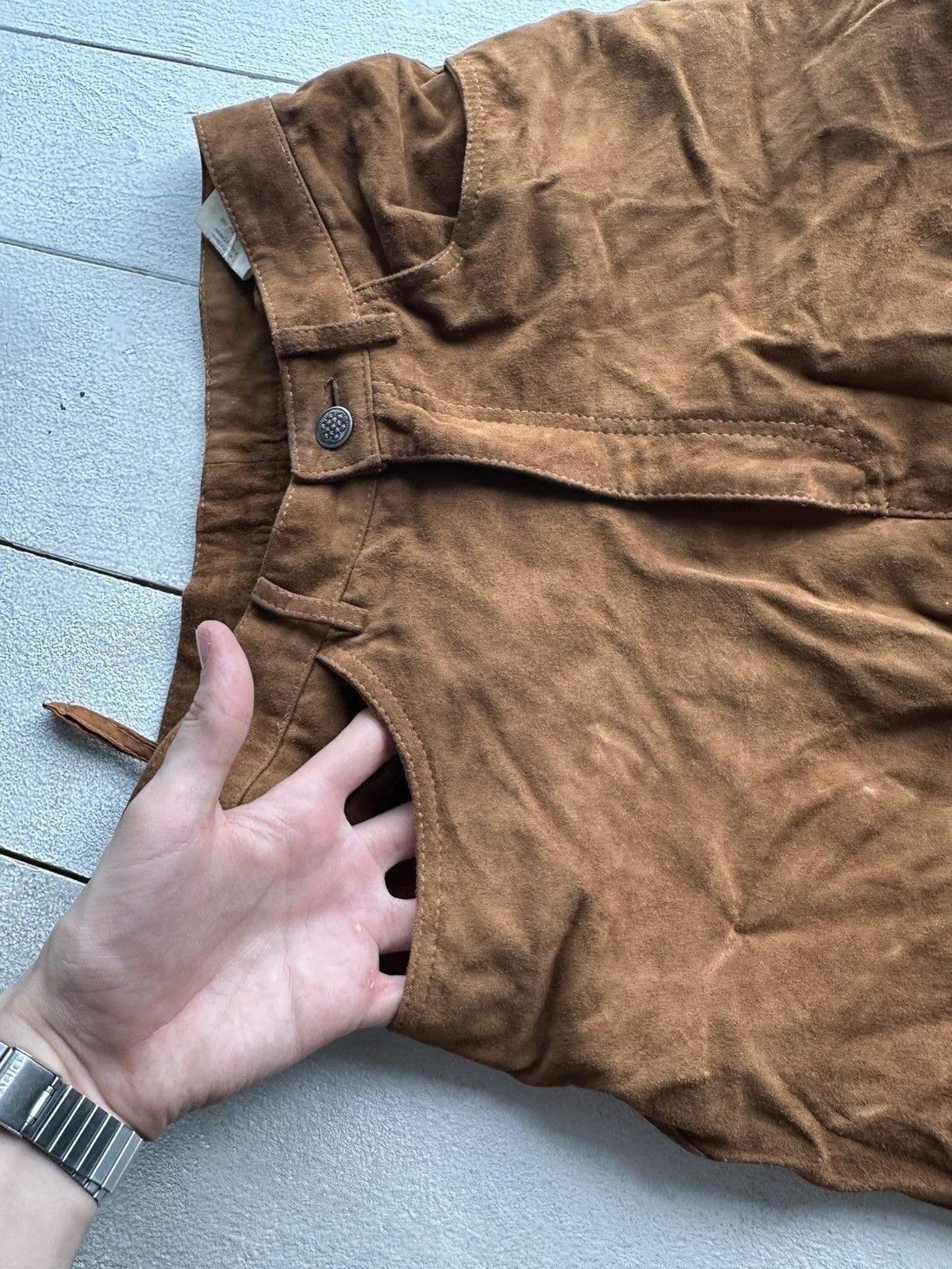 Leather 🚨Vintage leather pants motorcycles BROWN LUXURY Y2K Size 26" / US 2 / IT 38 - 5 Thumbnail