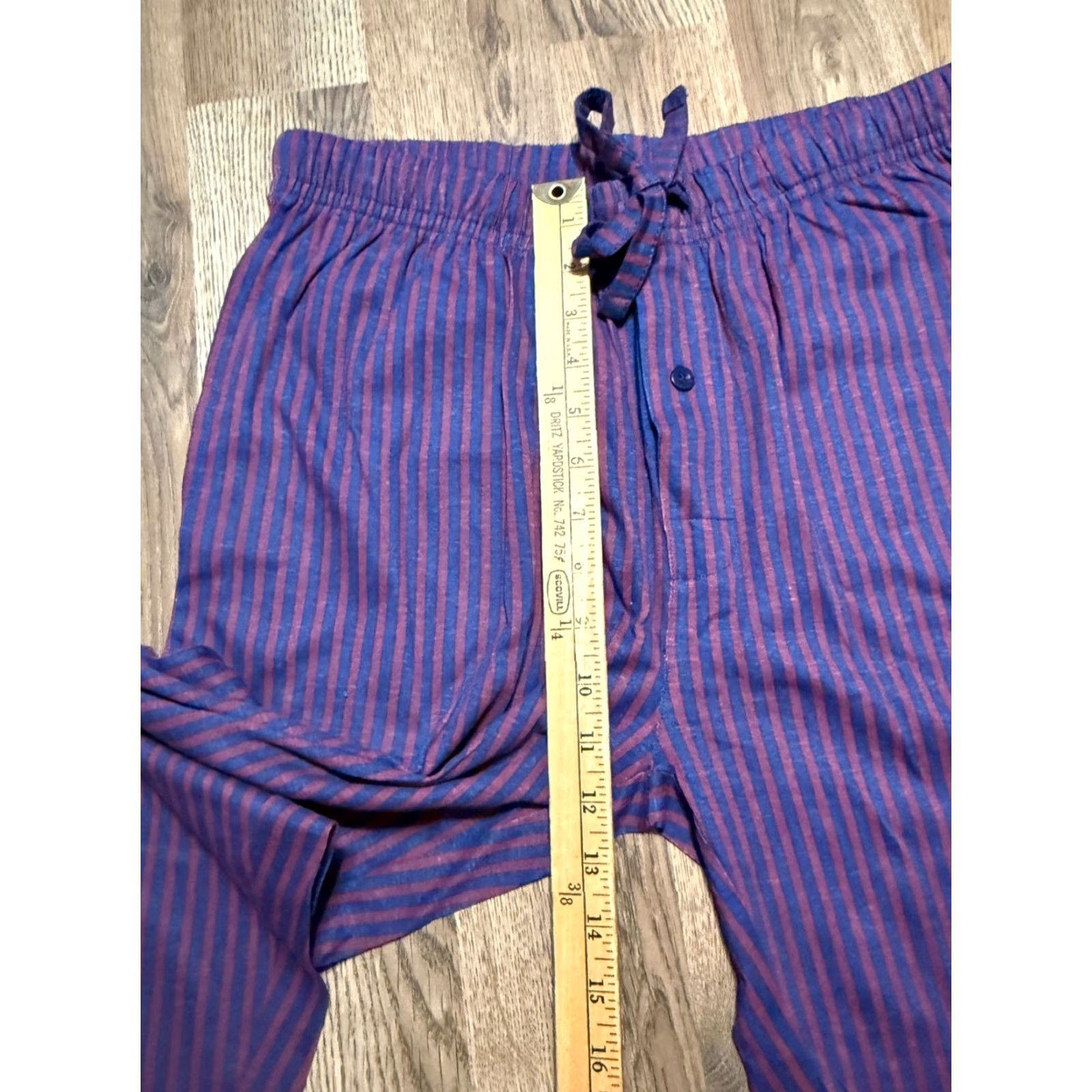 Vintage Sleephero Pants Men's Medium Blue Red Sleepwear Tie Waist Striped Pull On Pajama Pants Size US 31 - 7 Thumbnail