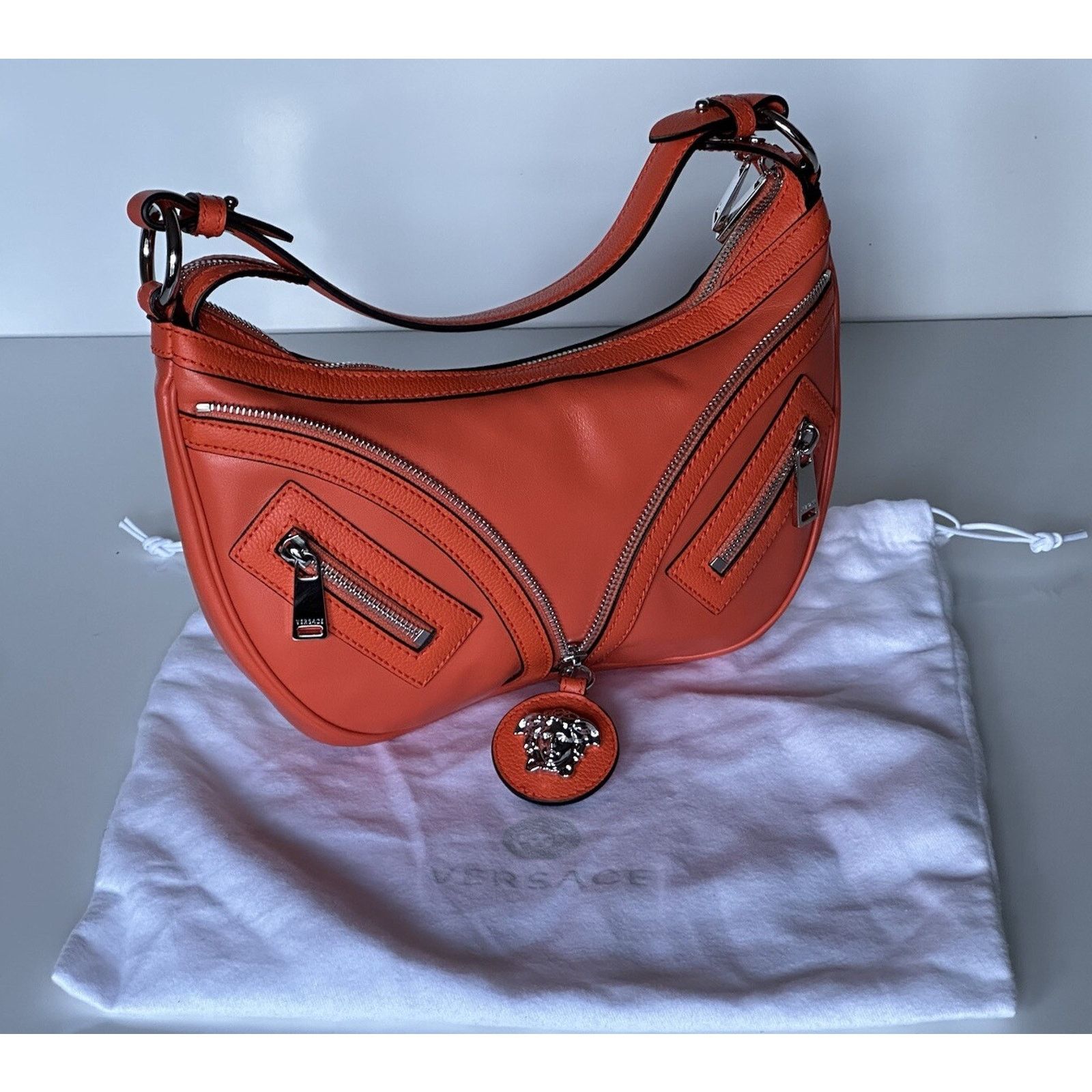 Versace Versace Medusa Leather Small Orange Hobo Bag 1007680 Size ONE SIZE - 19 Thumbnail