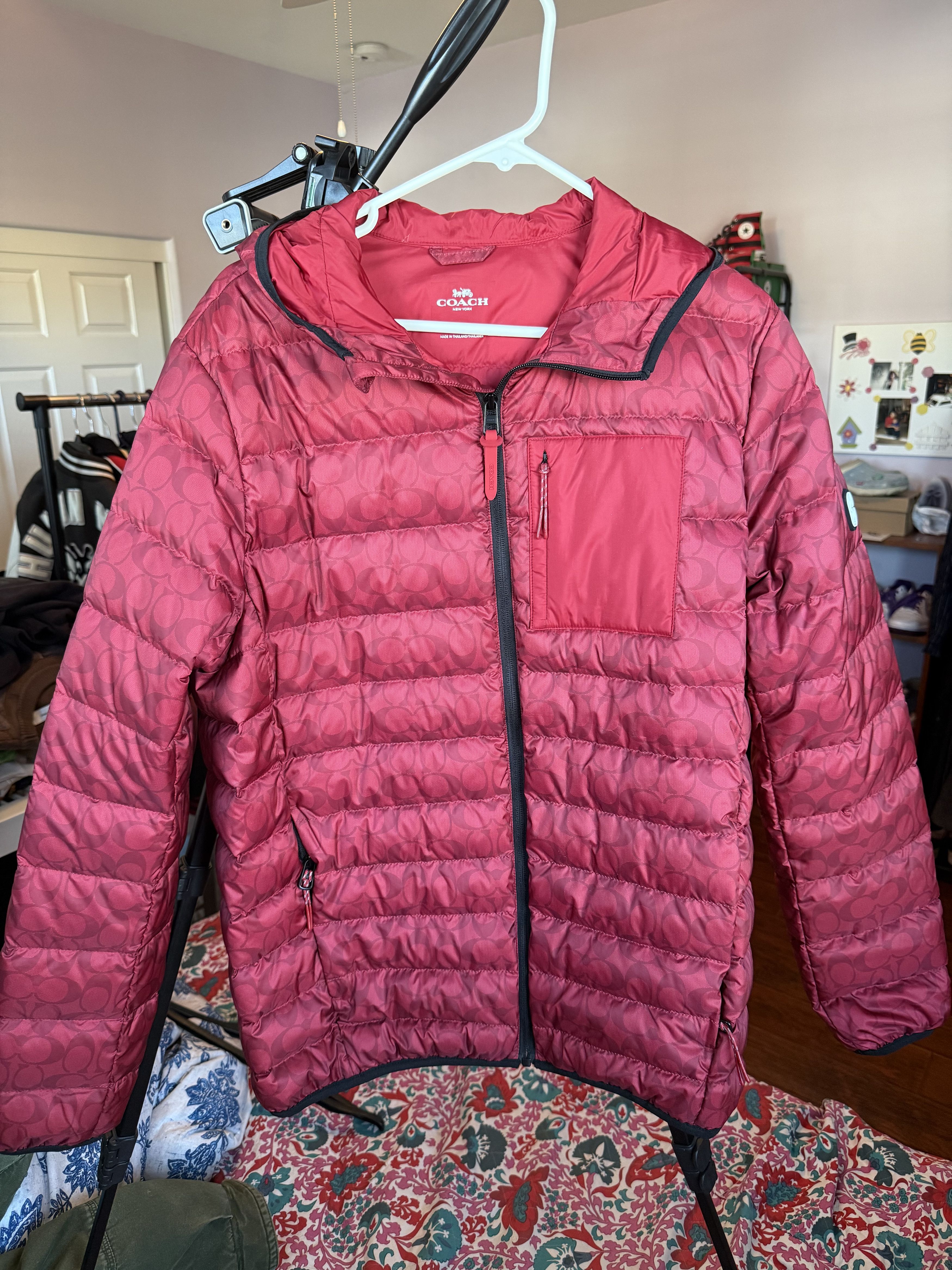 Coach Coach Red Signature Quilted Puffer Jacket Hooded Size US M / EU 48-50 / 2 - 1 Thumbnail