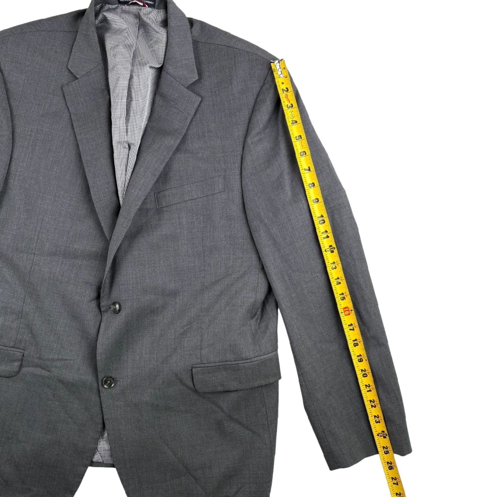 Tommy Hilfiger Tommy Hilfiger Blazer Jacket Men Wool Stretch Gray 46R Regular Double-Vented 2-Button Notch Lining Viscose Poly 46R Mens Size 46R - 6 Thumbnail