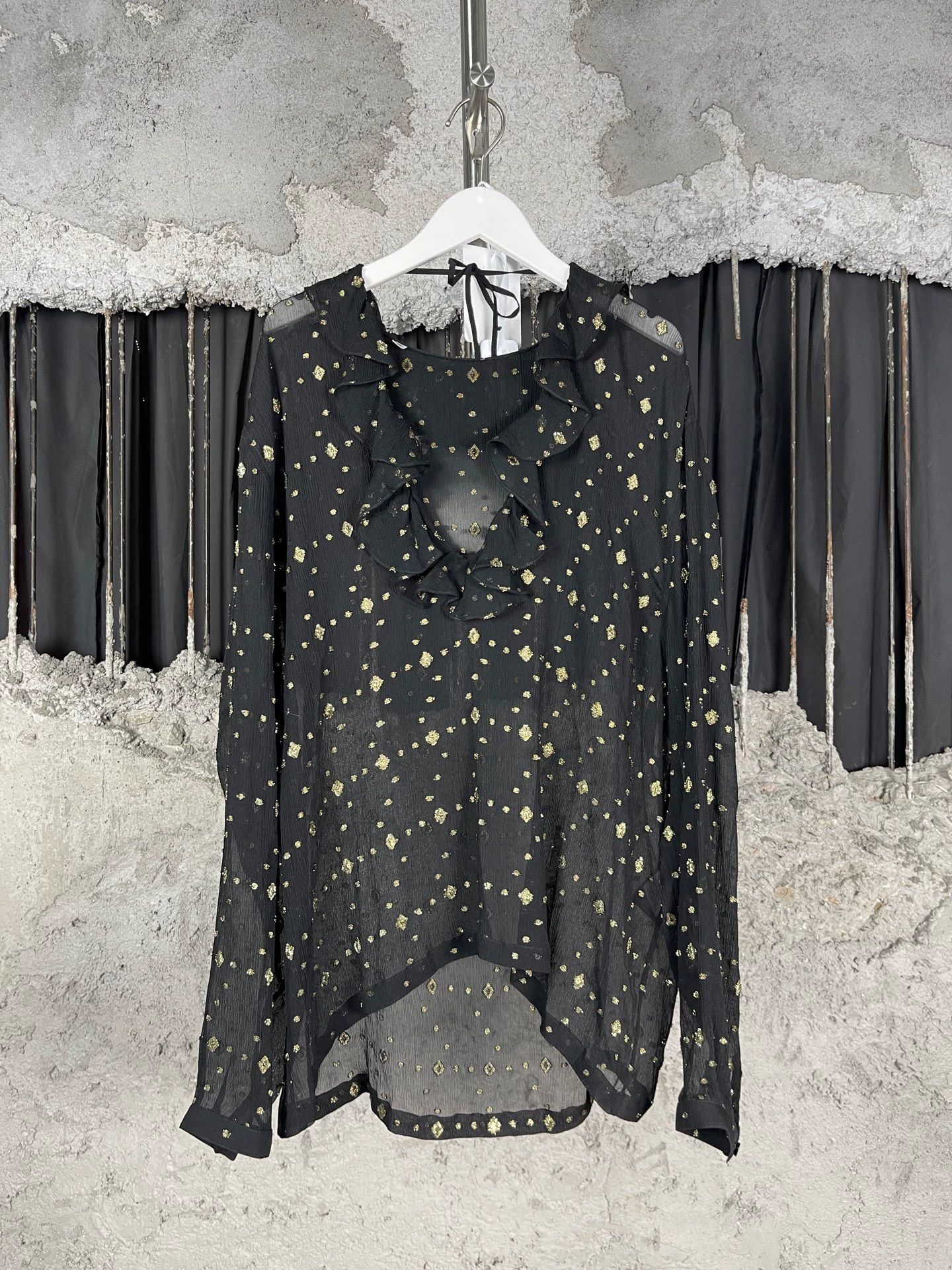 Saint Laurent Paris SLP Women's Heavy Crepe Jacquard Blouse Size 39 Size XS / US 0-2 / IT 36-38 - 1 Thumbnail