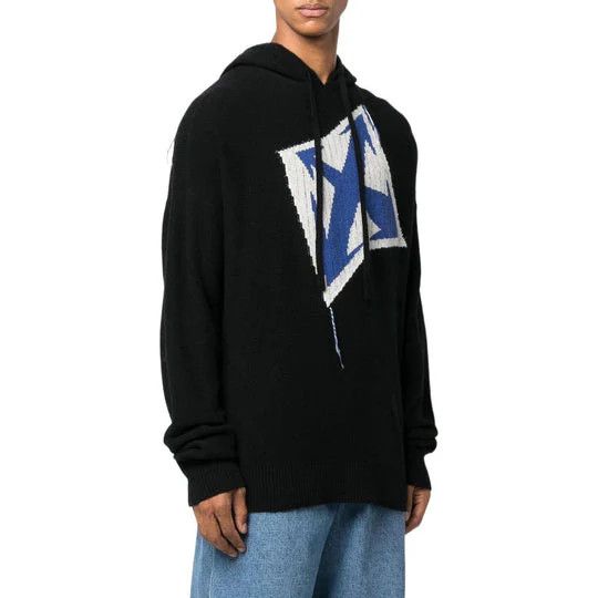 Off-White o1gr1nt1124 Thund Arrow Chunky Knit Hoodie in Black Size US L / EU 52-54 / 3 - 4 Thumbnail