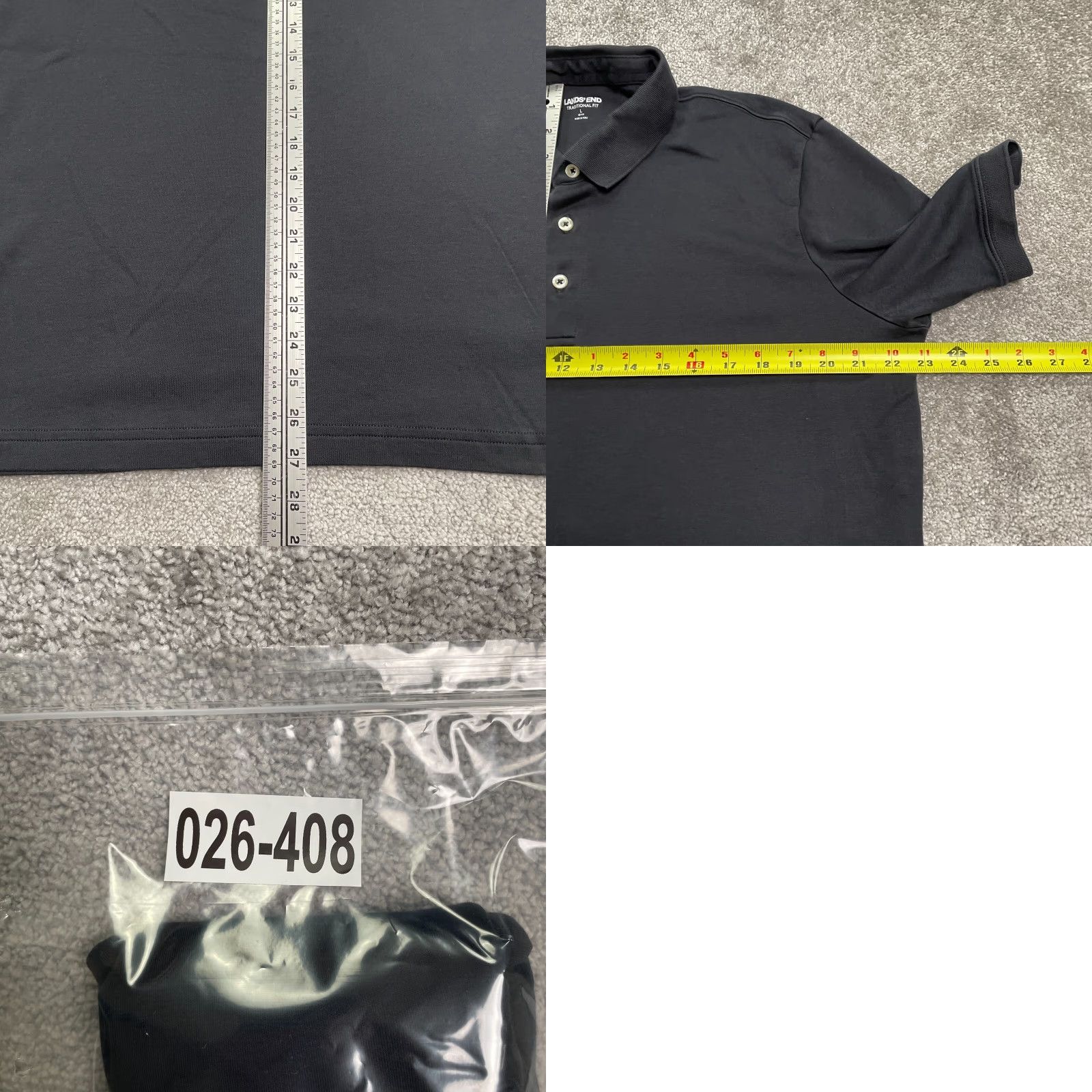 Lands' End Lands' End Polo Shirt Men Large Black Short Sleeve Cotton Traditional Fit Shirt Adult L Black Polo Men Size US L / EU 52-54 / 3 - 8 Thumbnail