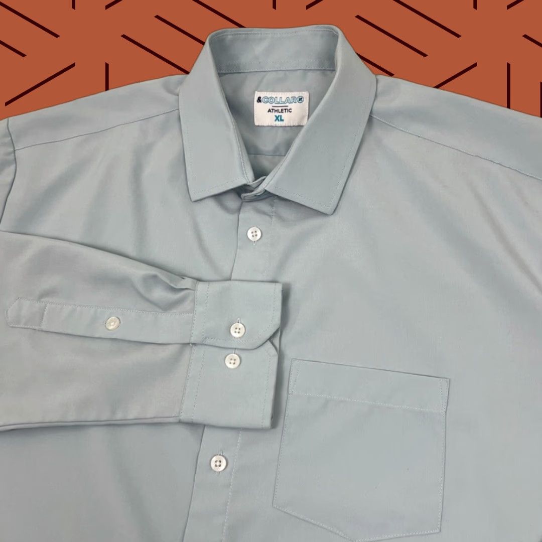 Vintage &Collar Shirt Mens XL Athletic Fit Blue Performance Stretch Button Up Casual Size US XL / EU 56 / 4 - 1 Thumbnail