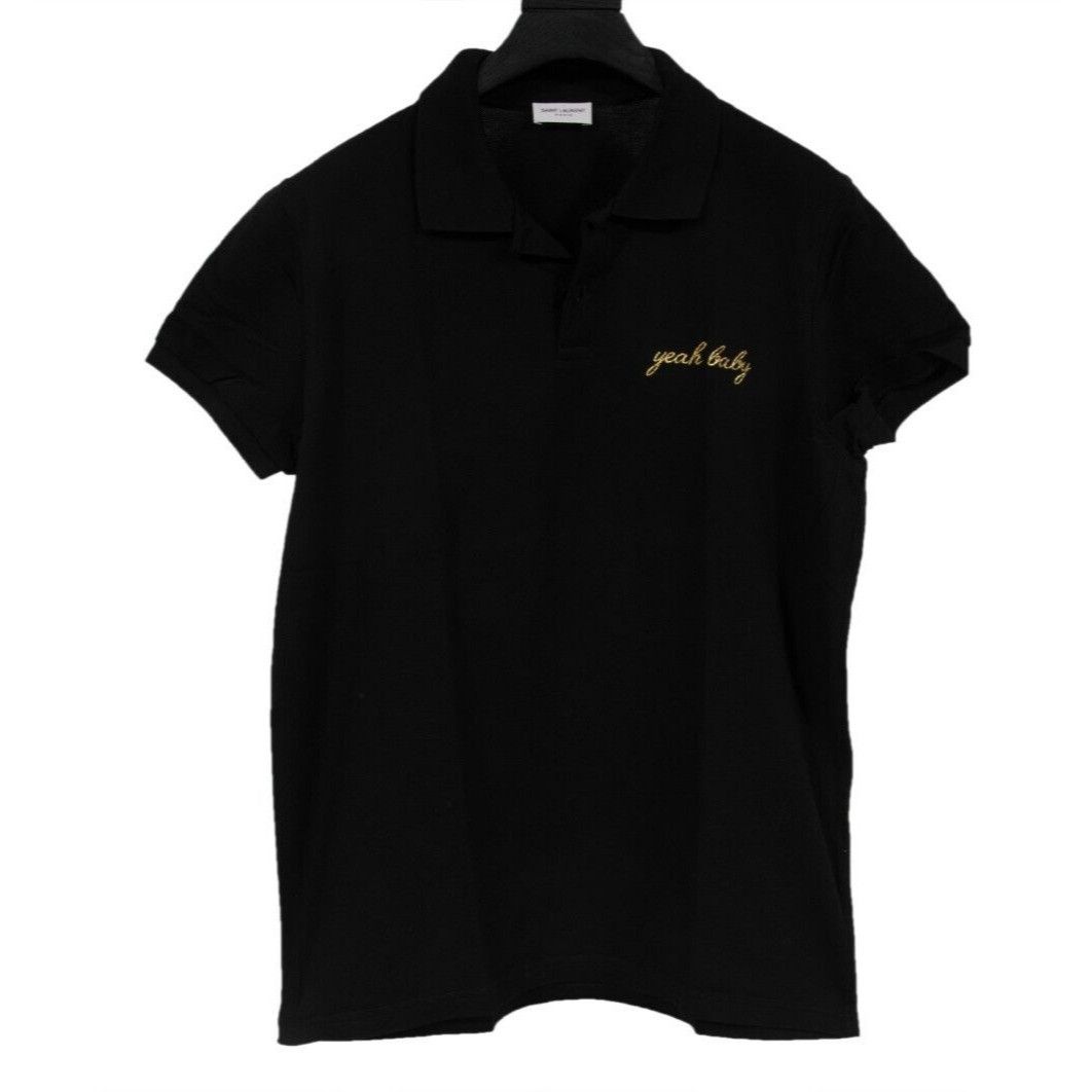 Saint Laurent Paris Yeah Baby Embroidered Logo Polo Shirt Grailed
