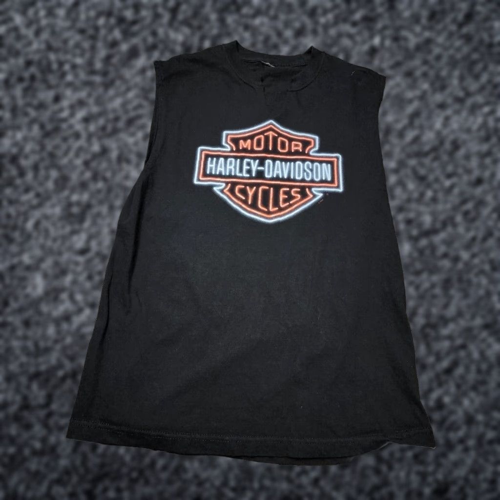Harley Davidson VINTAGE Harley-Davidson Tank Top T Shirt Harley-Davidson Mens M Black Crew Neck Sleeveless Double-Sided Graphic Motorcycle 90s Size US M / EU 48-50 / 2 - 1 Thumbnail